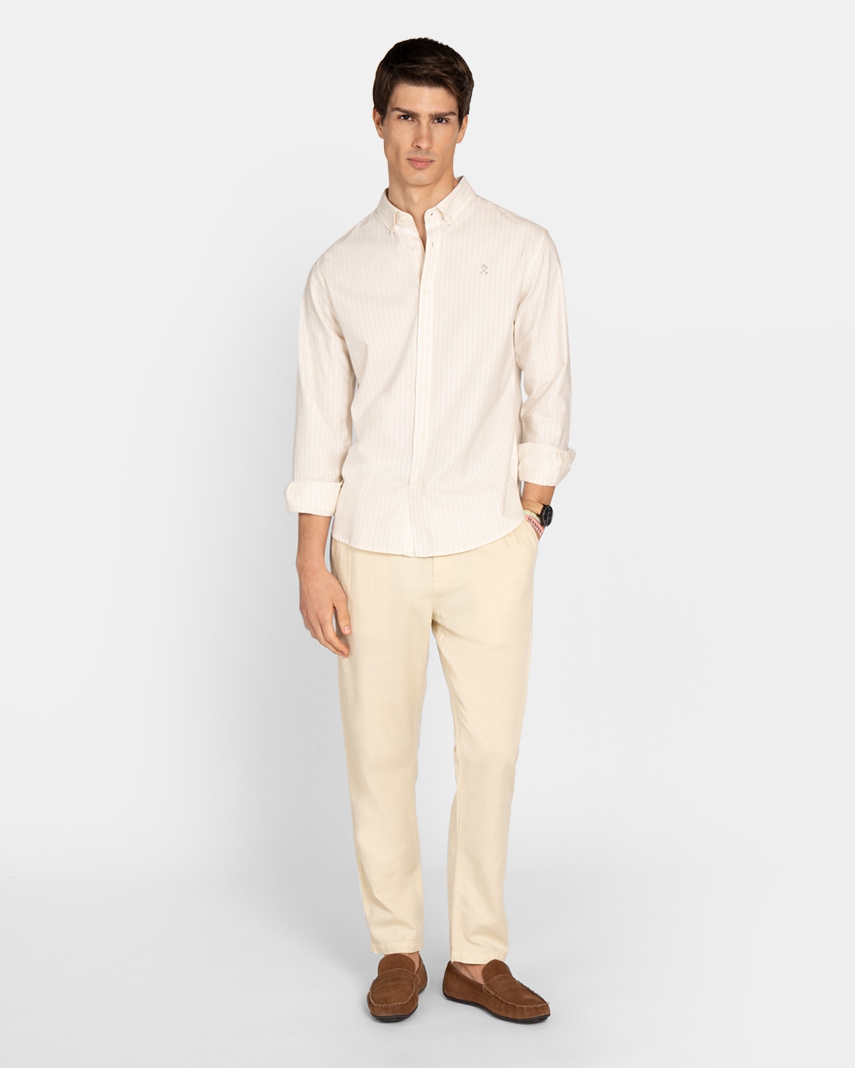 Camisa Oxfrord de hombre de rayas - Harper & Neyer - Camel Camel-4