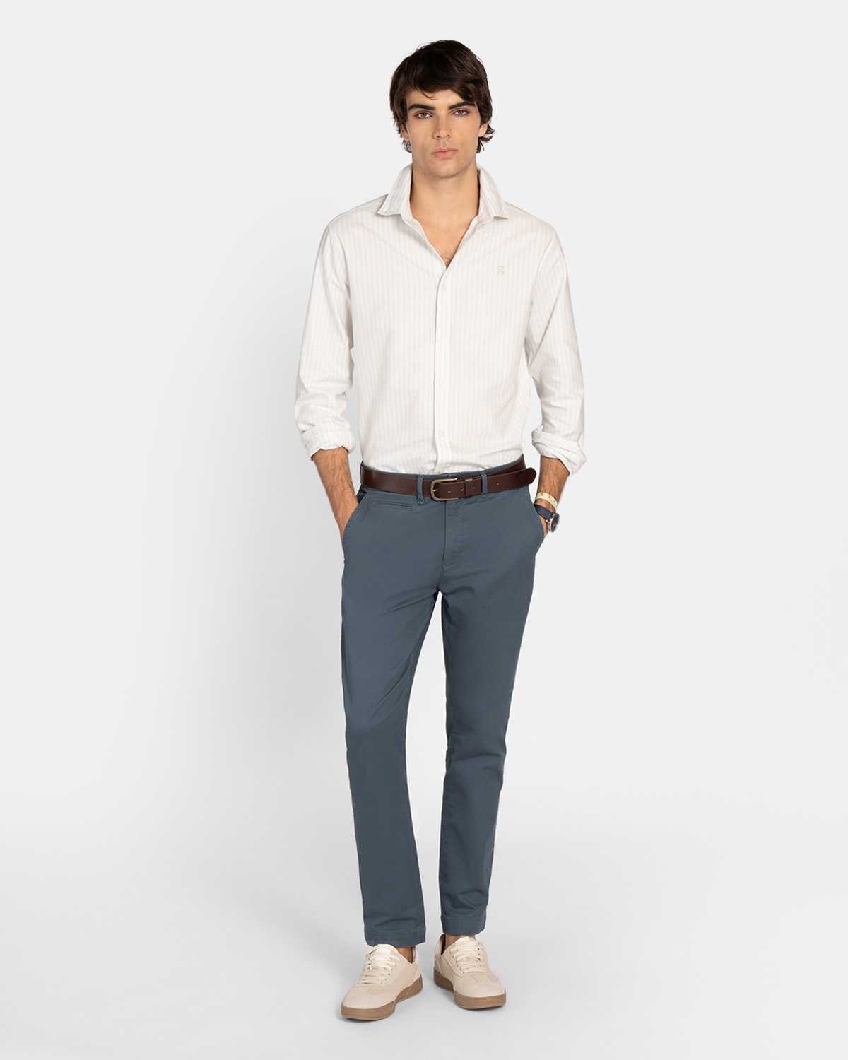 Camisa Oxfrord de hombre de rayas - Harper & Neyer - Blanco Blanco-3