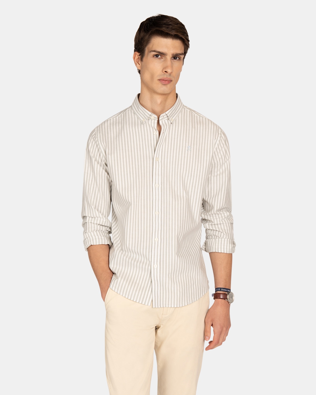Camisa Oxfrord de hombre de rayas - Harper & Neyer - Verde Verde-1