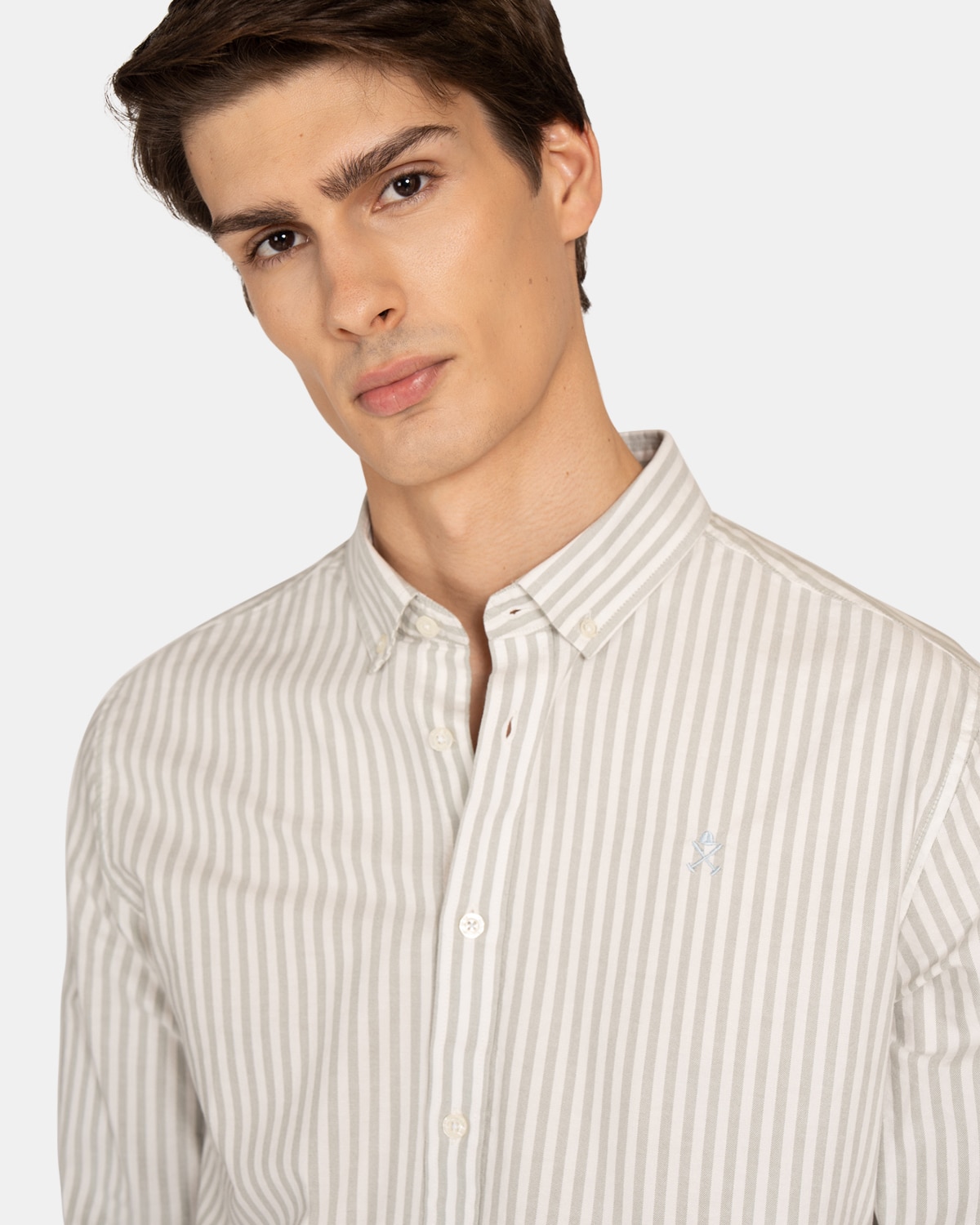 Camisa Oxfrord de hombre de rayas - Harper & Neyer - Verde Verde-3