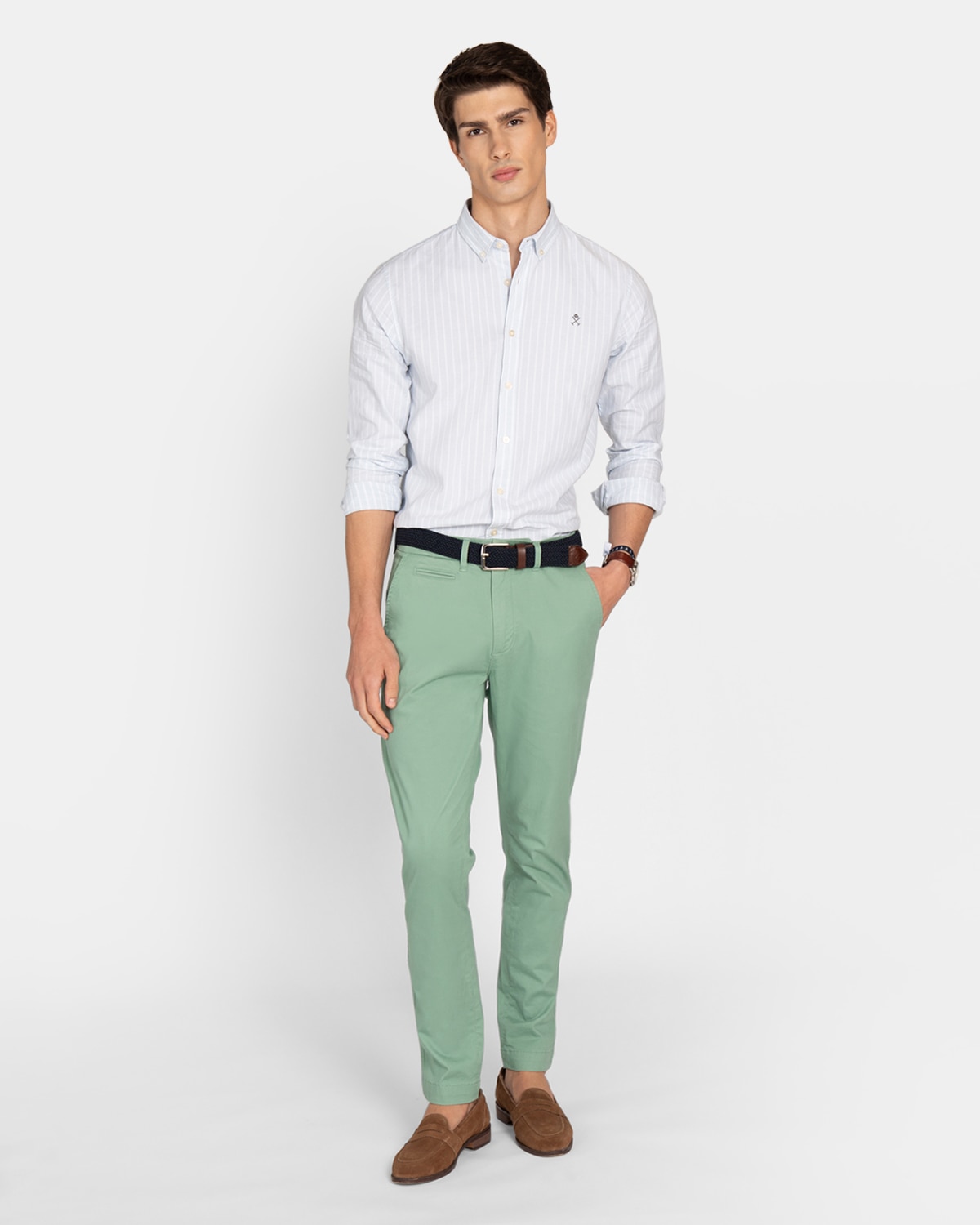 Camisa oxford de hombre de rayas - Harper & Neyer - Azul claro Azul claro-4