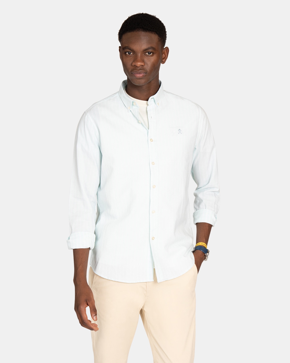 Camisa oxford de hombre de rayas - Harper & Neyer - Verde azulado Verde azulado-1