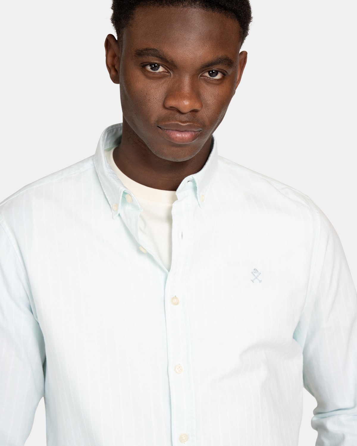 Camisa oxford de hombre de rayas - Harper & Neyer - Verde azulado Verde azulado-3