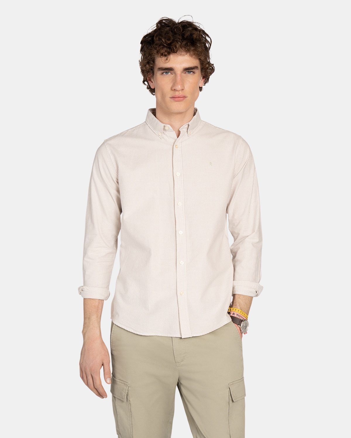 Camisa oxford de hombre de rayas - Harper & Neyer - Beige Beige-1