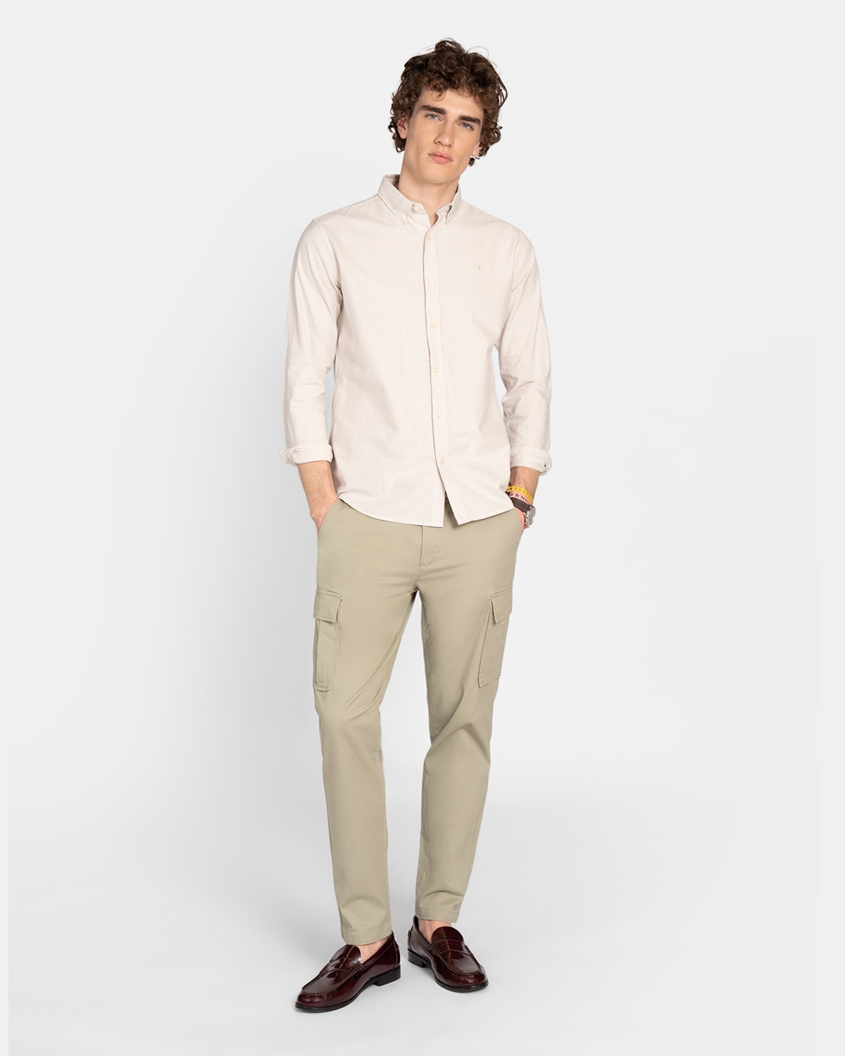 Camisa oxford de hombre de rayas - Harper & Neyer - Beige Beige-3