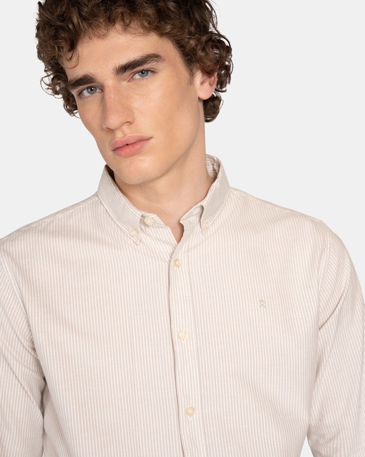 Camisa oxford de hombre de rayas - Harper & Neyer - Beige Beige-4