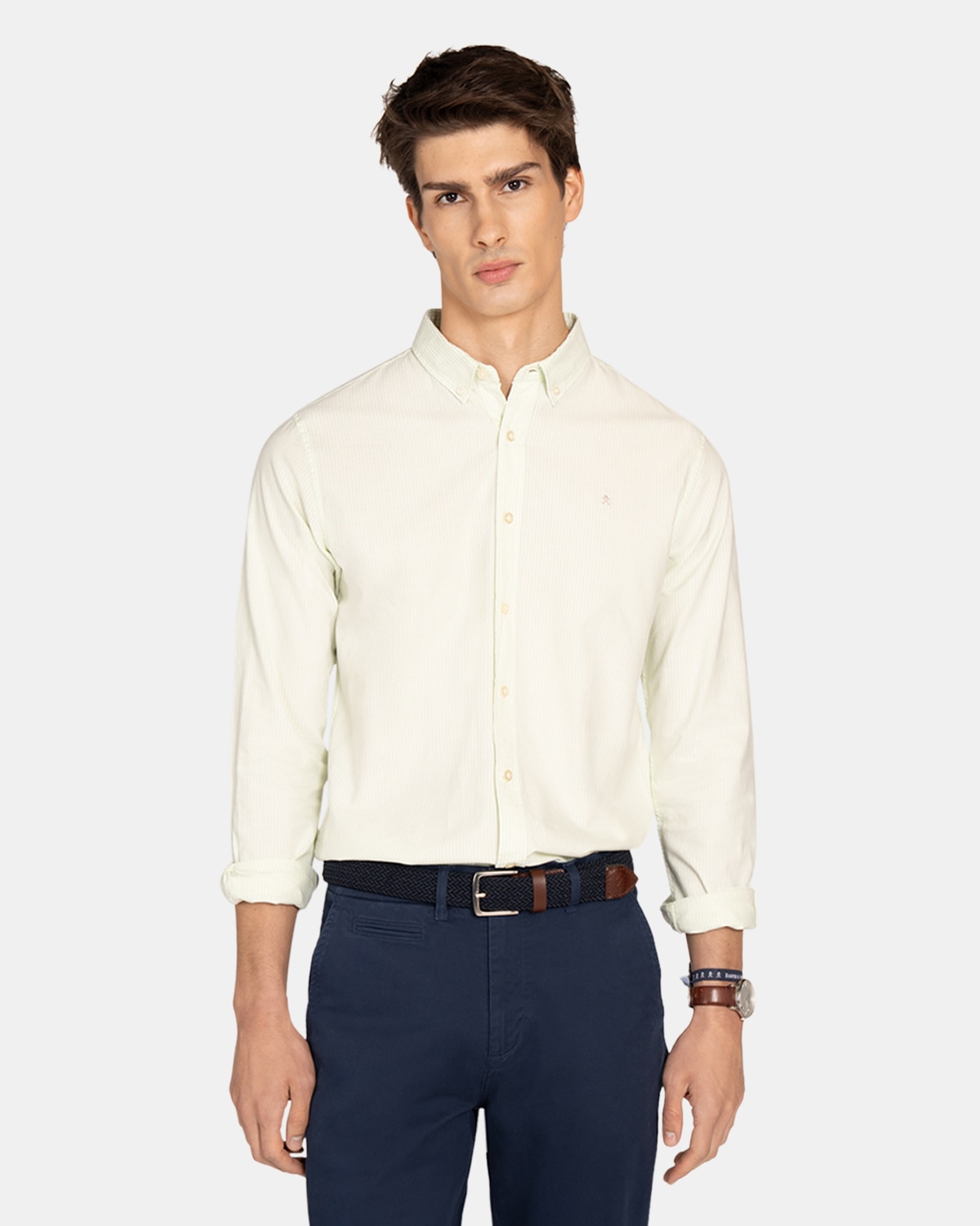 Camisa oxford de hombre de rayas - Harper & Neyer - Verde Verde-1