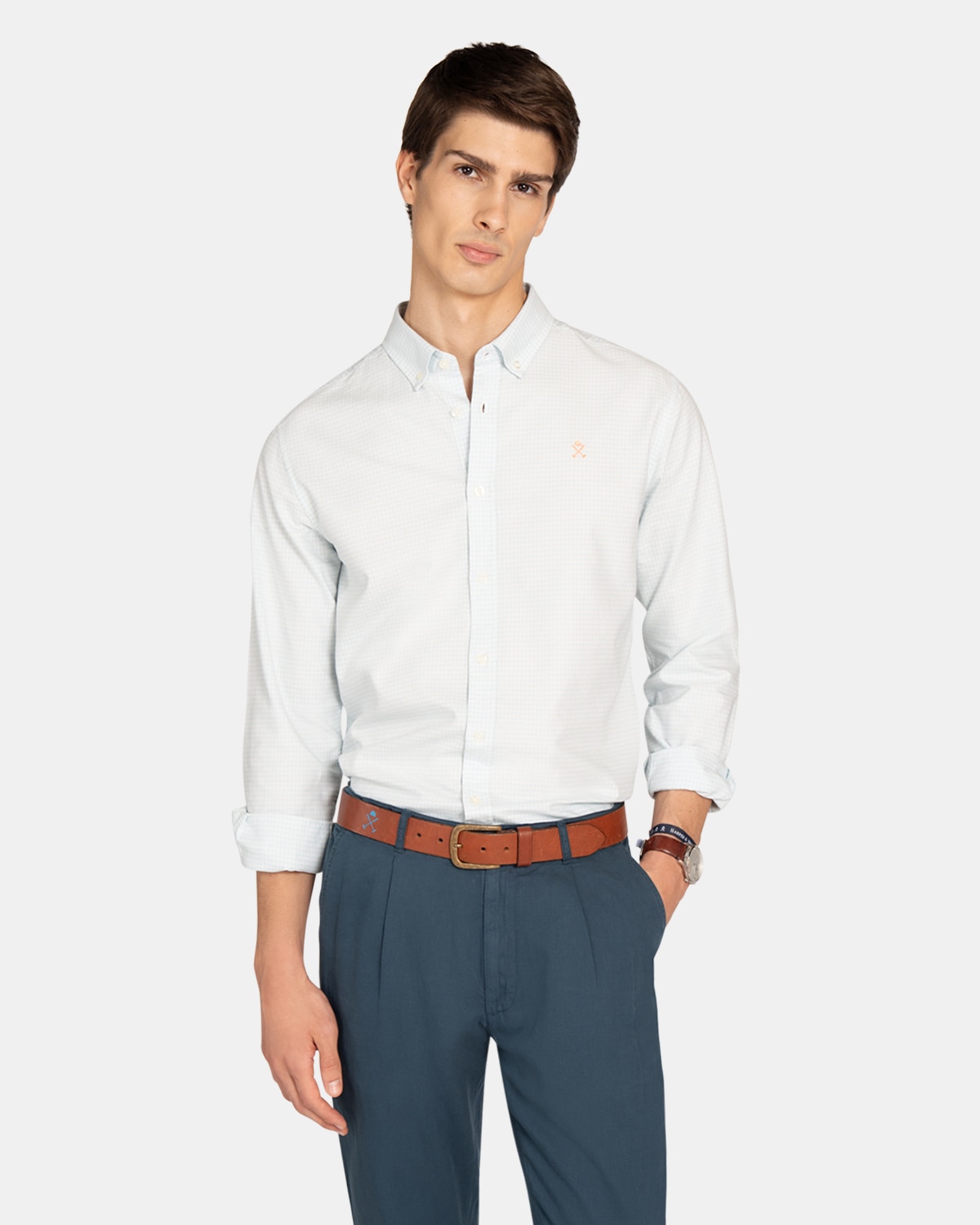Camisa de cuadros de hombre slim - Harper & Neyer - Azul Azul-1