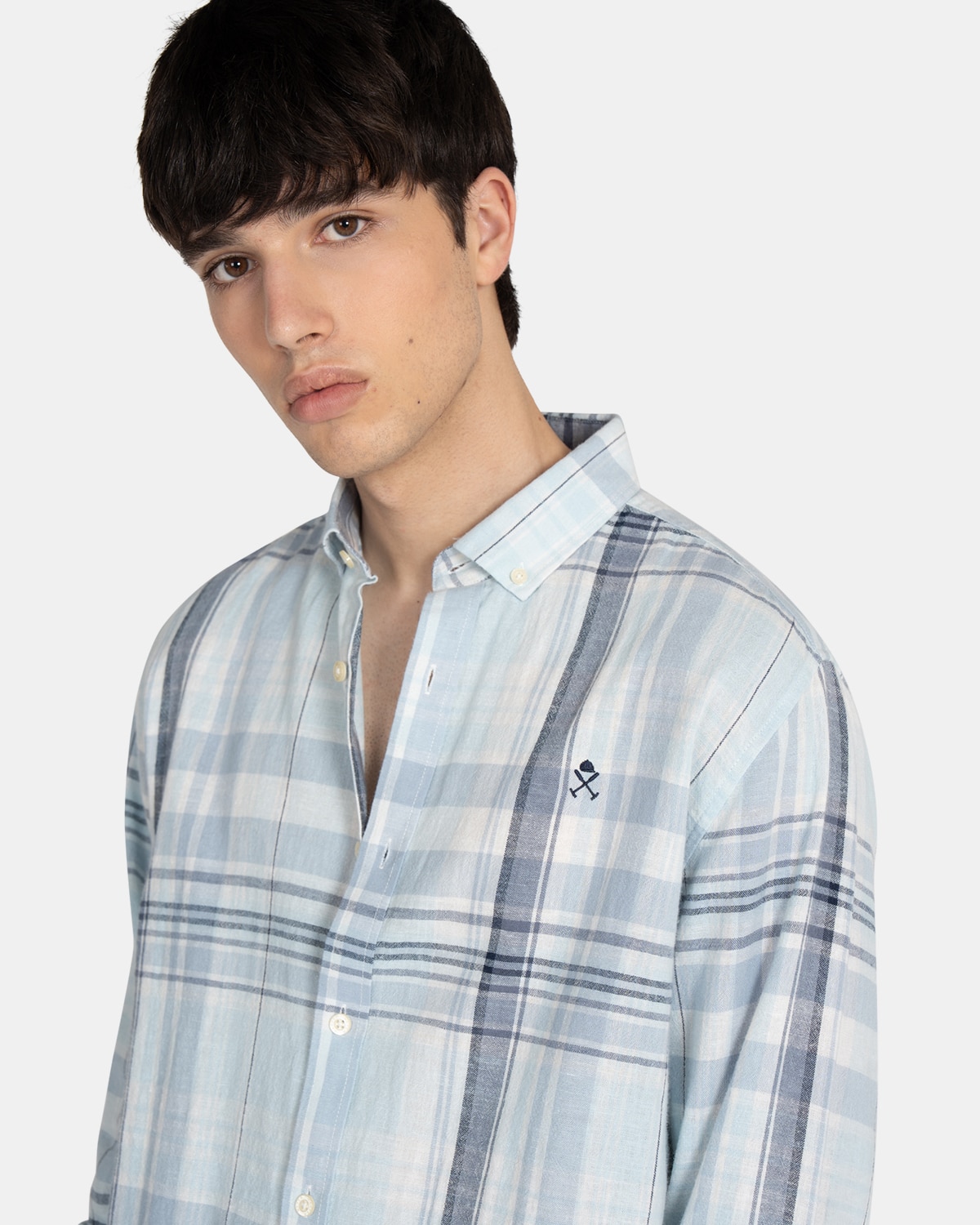 Camisa de lino de hombre de cuadros - Harper & Neyer - Rosa claro Rosa claro-3