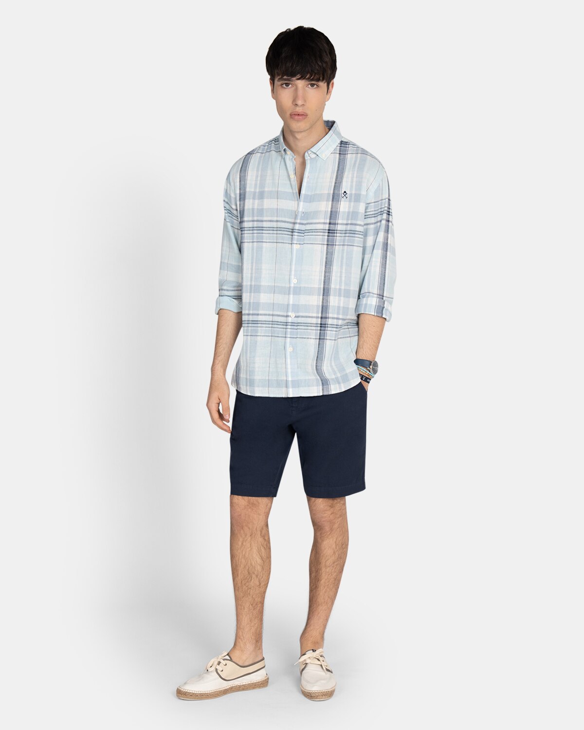 Camisa de lino de hombre de cuadros - Harper & Neyer - Rosa claro Rosa claro-4