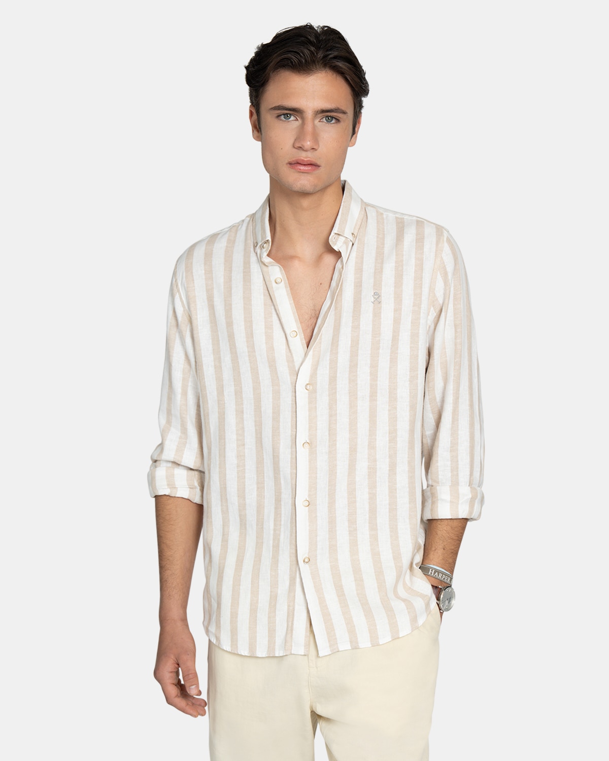 Harper & Neyer - Camisa de hombre de lino de rayas.