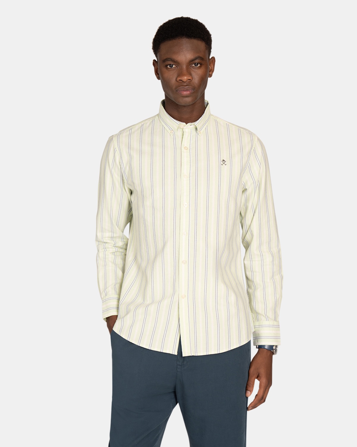 Camisa oxford de hombre de rayas - Harper & Neyer - Verde Verde-1