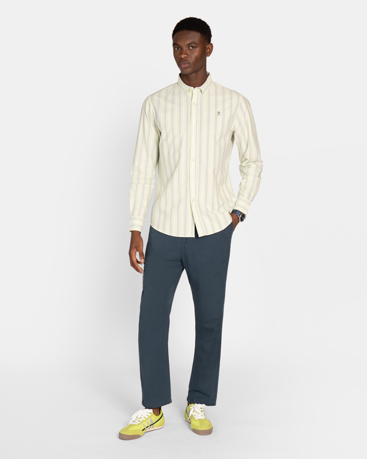 Camisa oxford de hombre de rayas - Harper & Neyer - Verde Verde-4