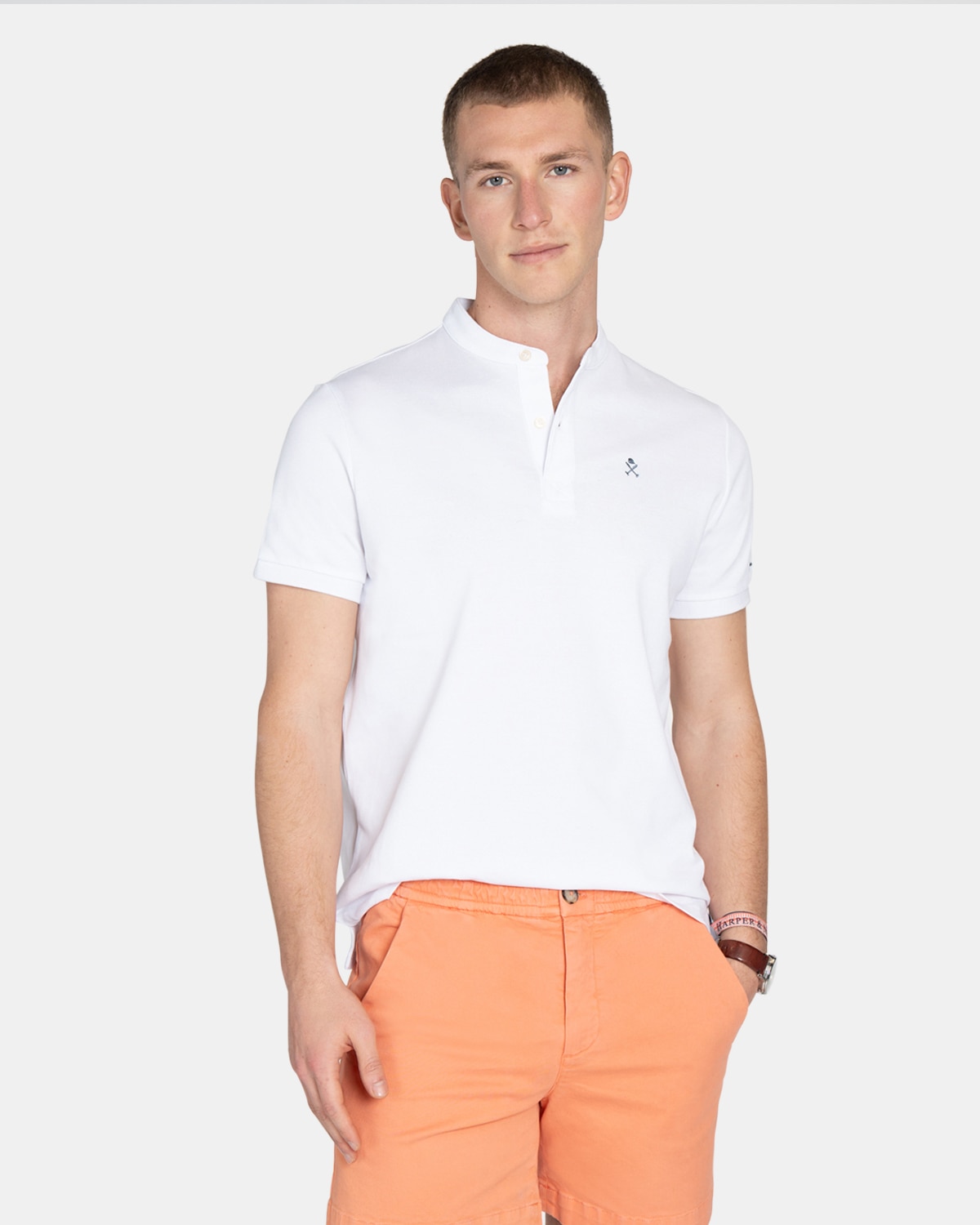 Harper & Neyer - Polo de manga corta de hombre con cuello mao.