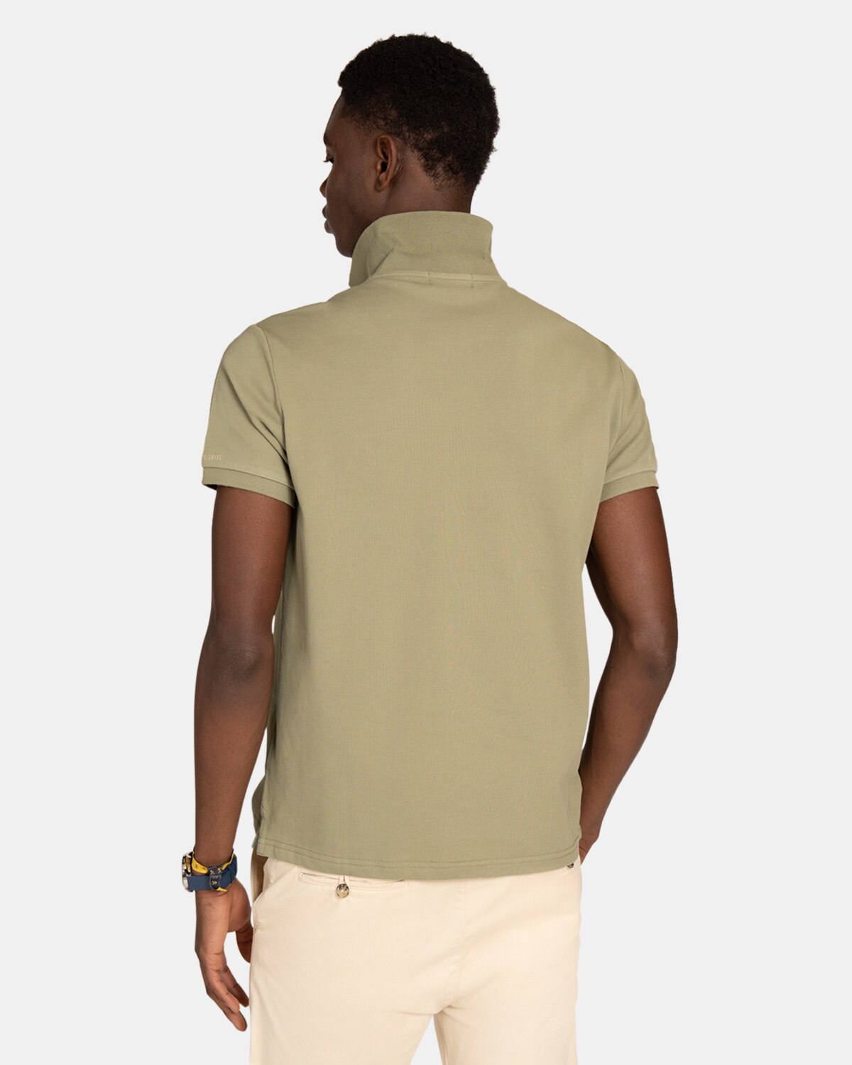 Polo de manga corta de hombre con dibujo frontal - Harper & Neyer - Verde militar Verde militar-2