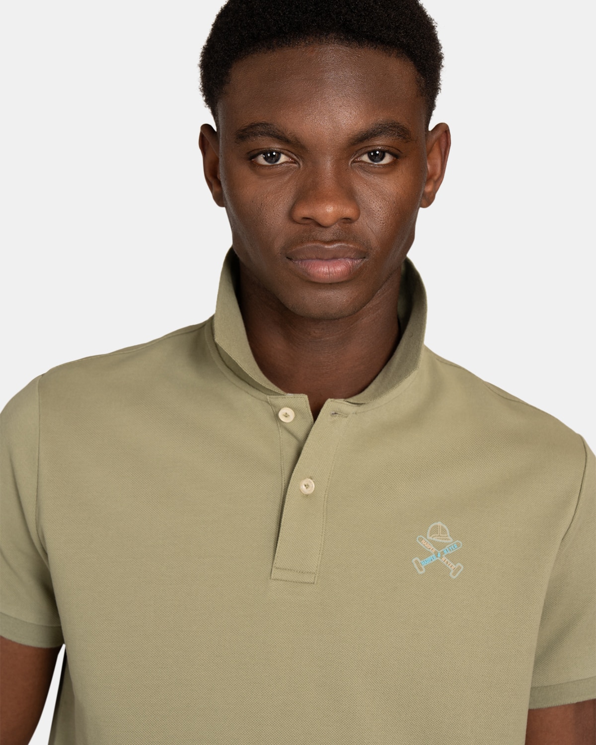Polo de manga corta de hombre con dibujo frontal - Harper & Neyer - Verde militar Verde militar-3
