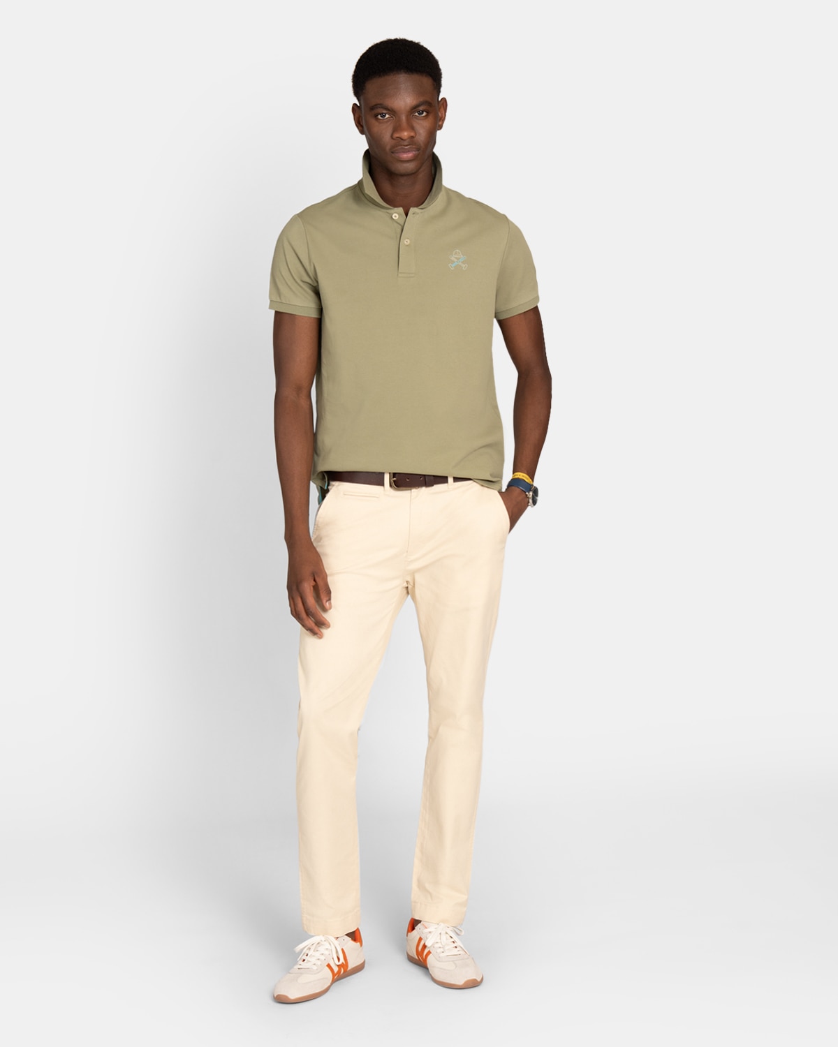 Polo de manga corta de hombre con dibujo frontal - Harper & Neyer - Verde militar Verde militar-4