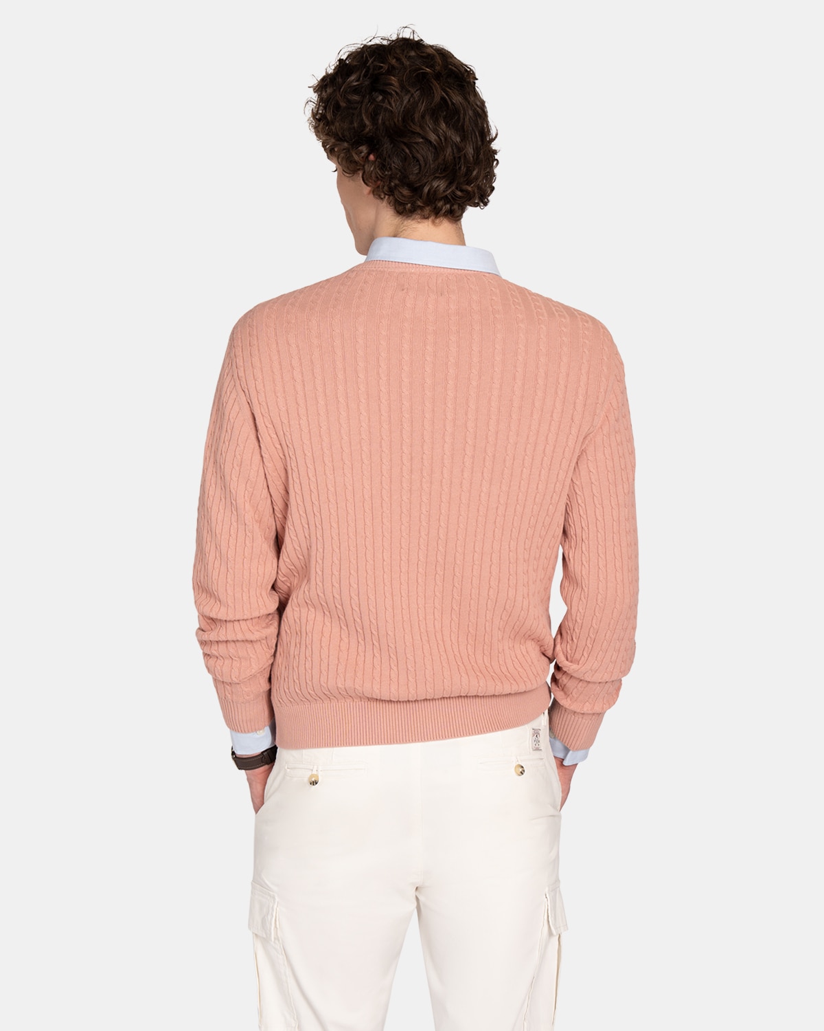 Imagen 2 de Jersey de hombre de algodón con cuello redondo - Harper & Neyer - Azul claro Rosa