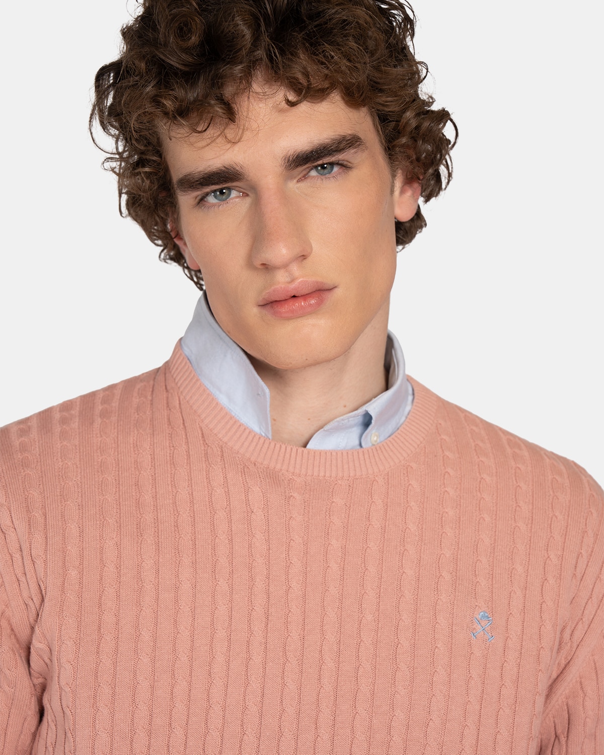 Imagen 3 de Jersey de hombre de algodón con cuello redondo - Harper & Neyer - Azul claro Rosa