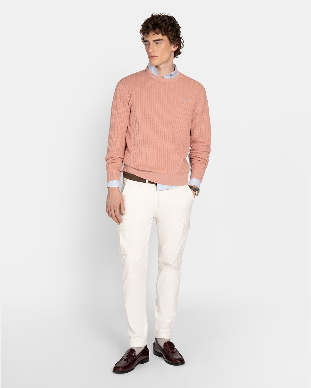 Imagen 4 de Jersey de hombre de algodón con cuello redondo - Harper & Neyer - Azul claro Rosa