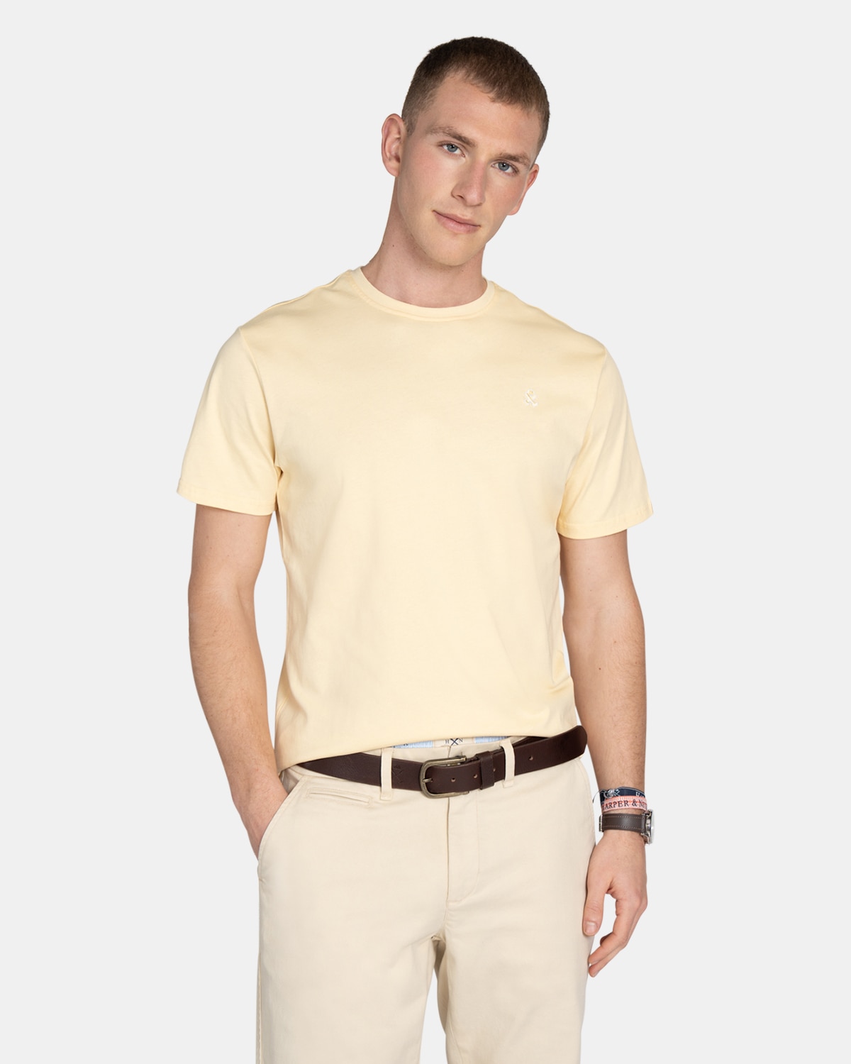 Imagen 0 de Camiseta de manga corta de hombre lisa Amarillo