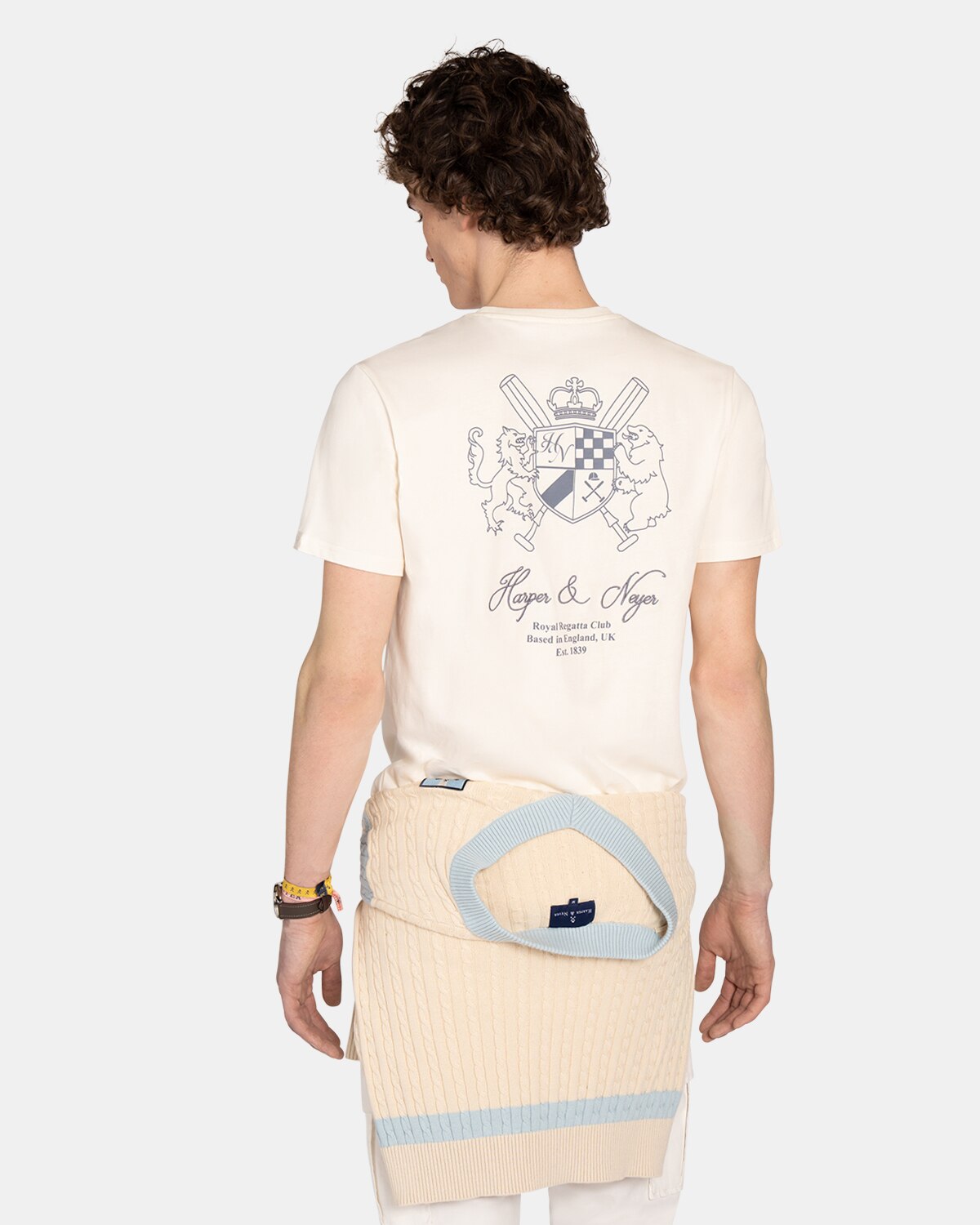 Camiseta de manga corta de hombre con dibujo frontal - Harper & Neyer - Blanco roto Blanco roto-2