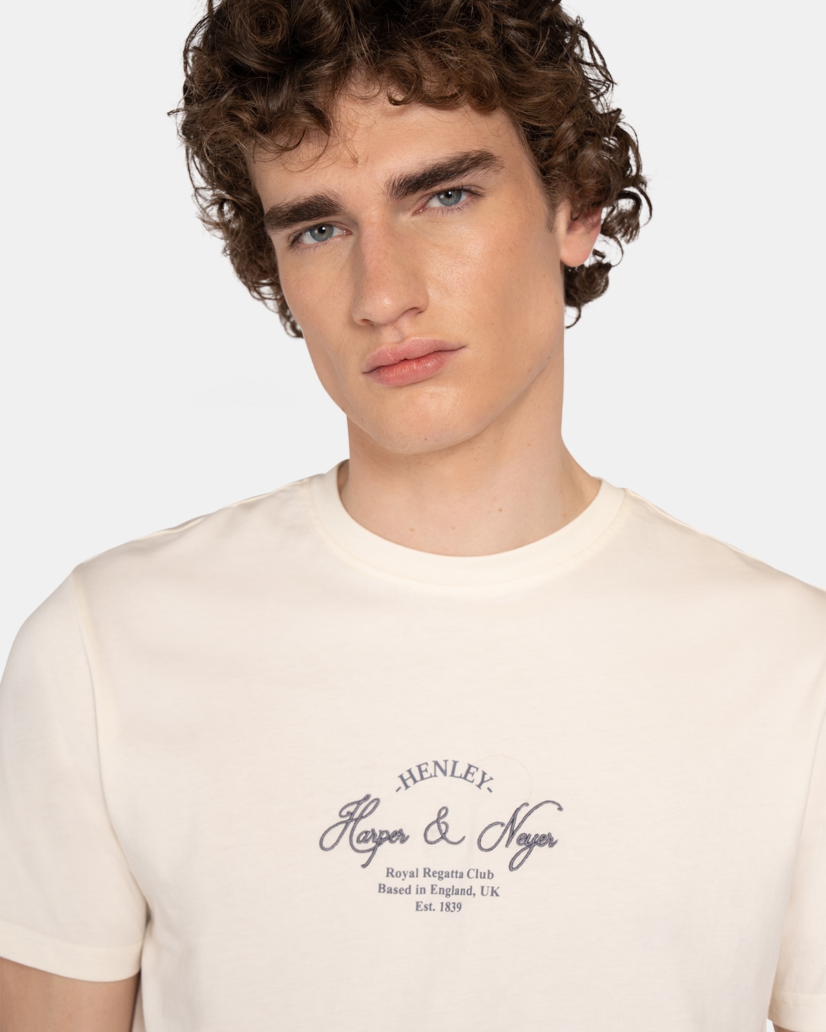 Camiseta de manga corta de hombre con dibujo frontal - Harper & Neyer - Blanco roto Blanco roto-3