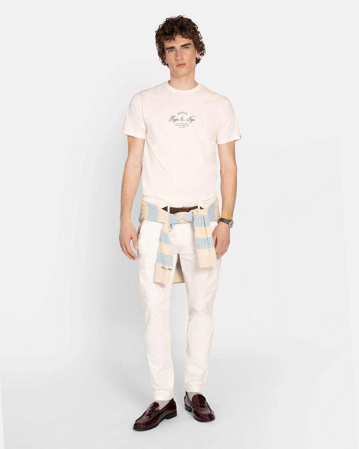 Camiseta de manga corta de hombre con dibujo frontal - Harper & Neyer - Blanco roto Blanco roto-4