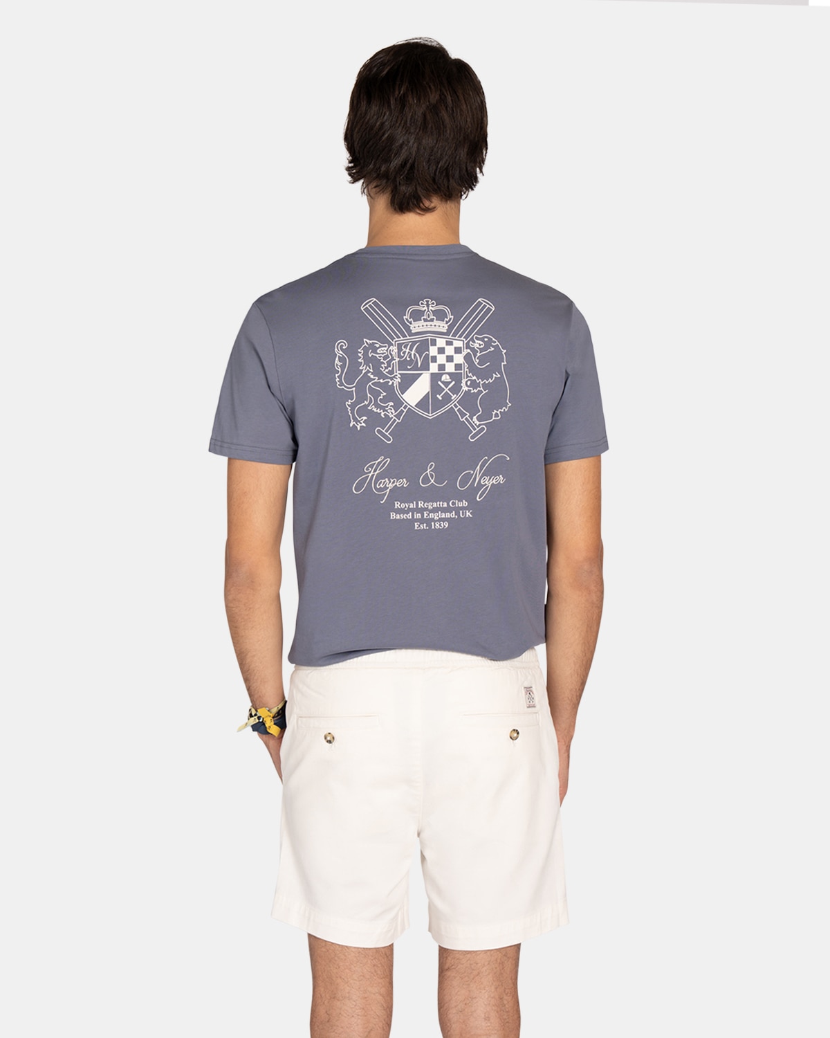 Camiseta de manga corta de hombre con dibujo frontal - Harper & Neyer - Azul oscuro Azul oscuro-2