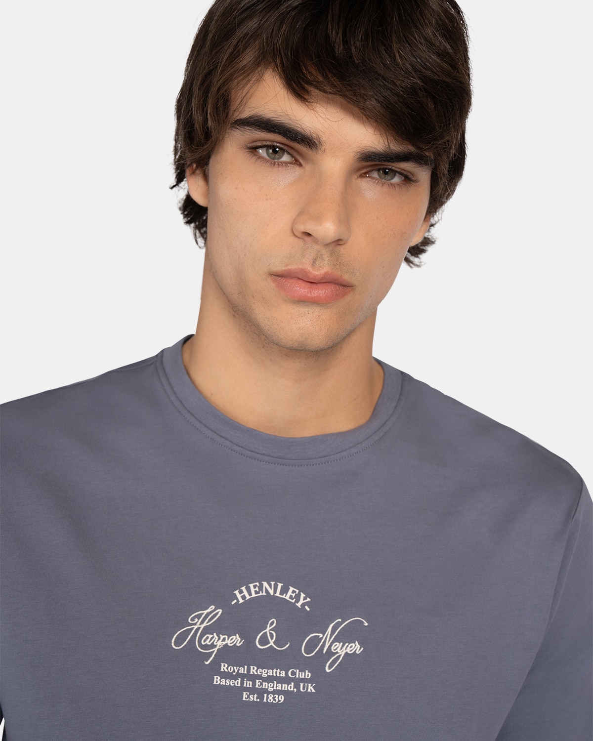Camiseta de manga corta de hombre con dibujo frontal - Harper & Neyer - Azul oscuro Azul oscuro-3