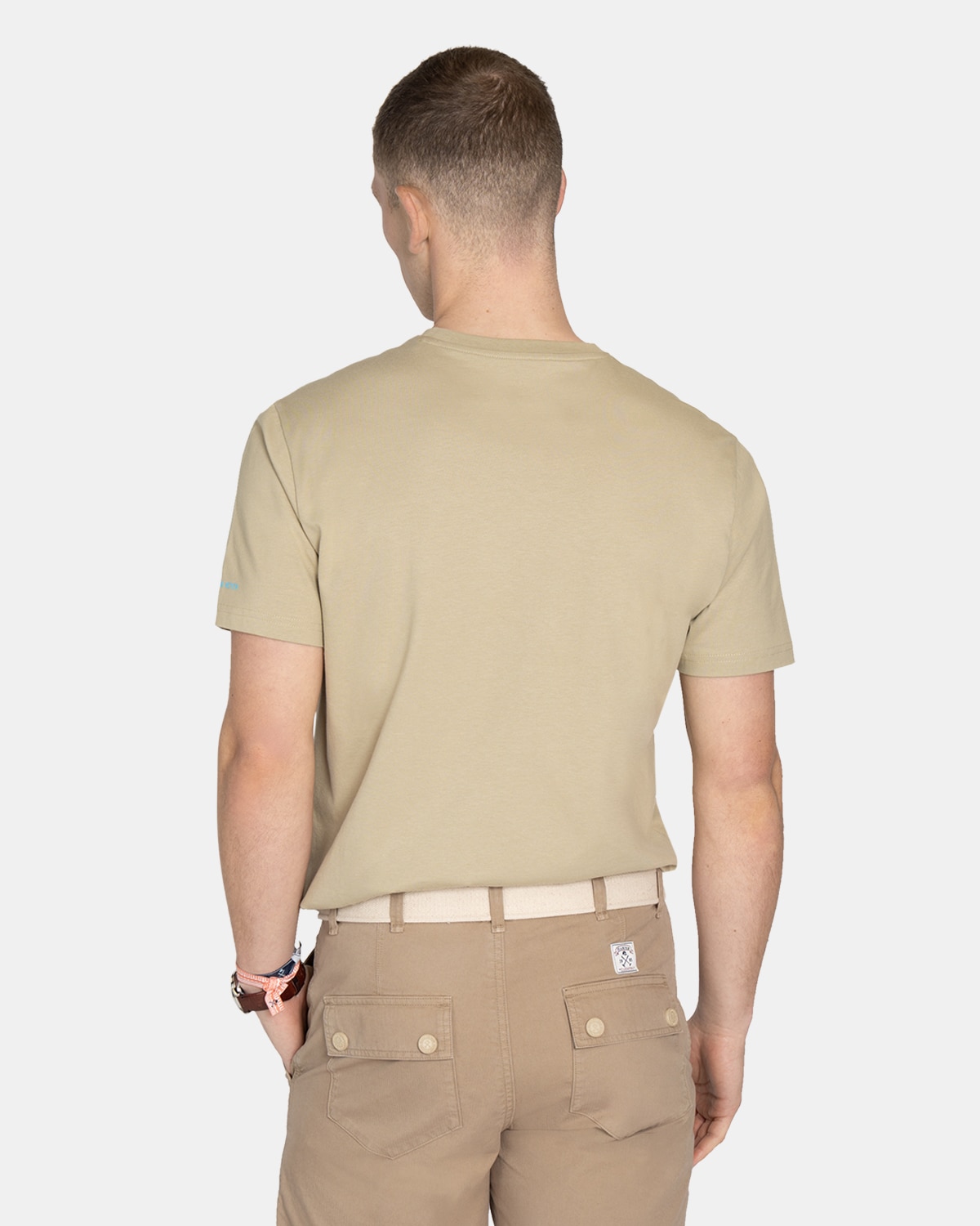 Camiseta de manga corta de hombre con dibujo frontal - Harper & Neyer - Azul Marrón claro-2