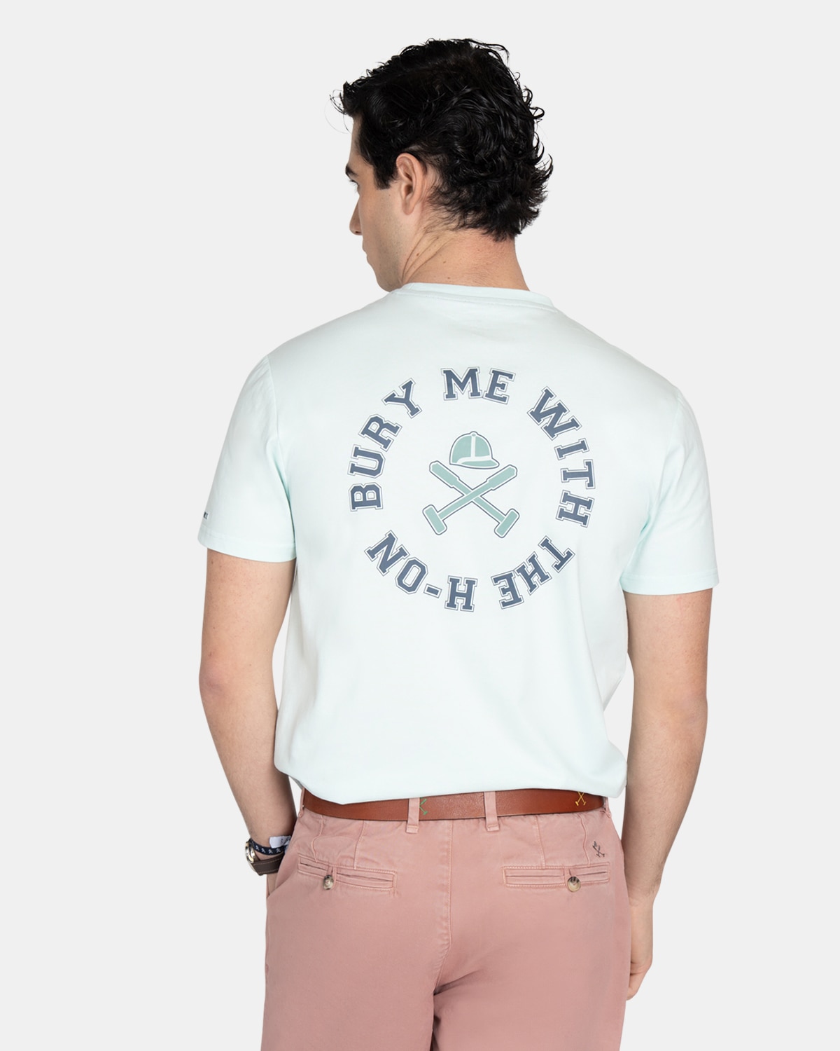 Camiseta de manga corta de hombre con estampado grande - Harper & Neyer - Blanco Verde azulado-2