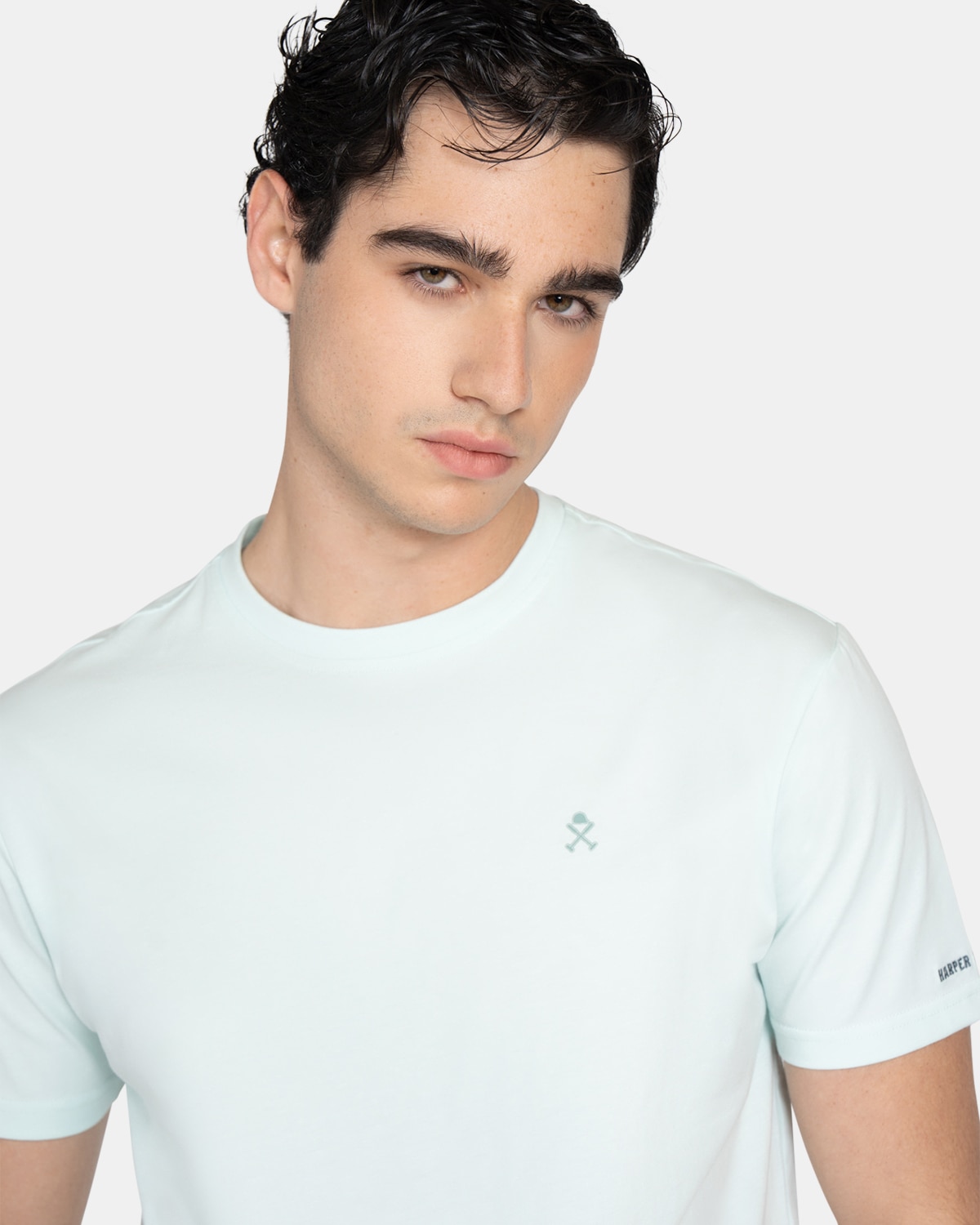Camiseta de manga corta de hombre con estampado grande - Harper & Neyer - Blanco Verde azulado-3