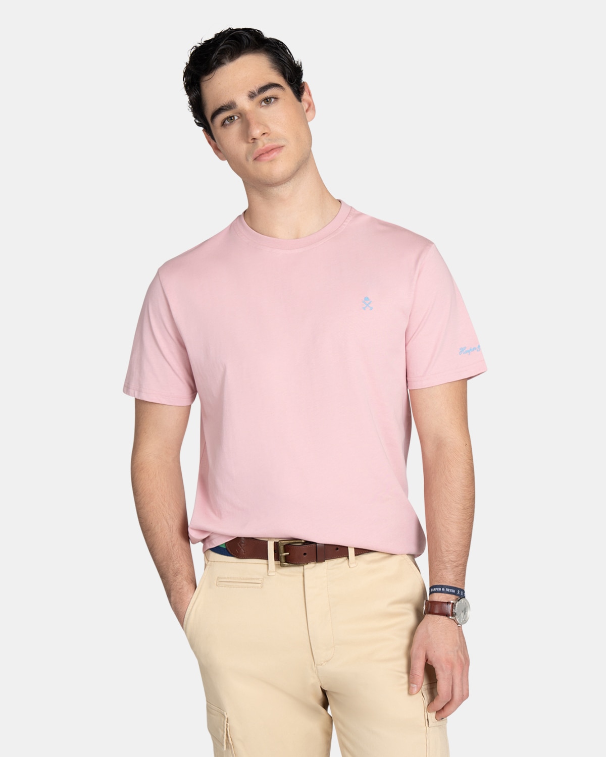 Camiseta de manga corta de hombre lisa - Harper & Neyer - Rosa claro Rosa claro-1