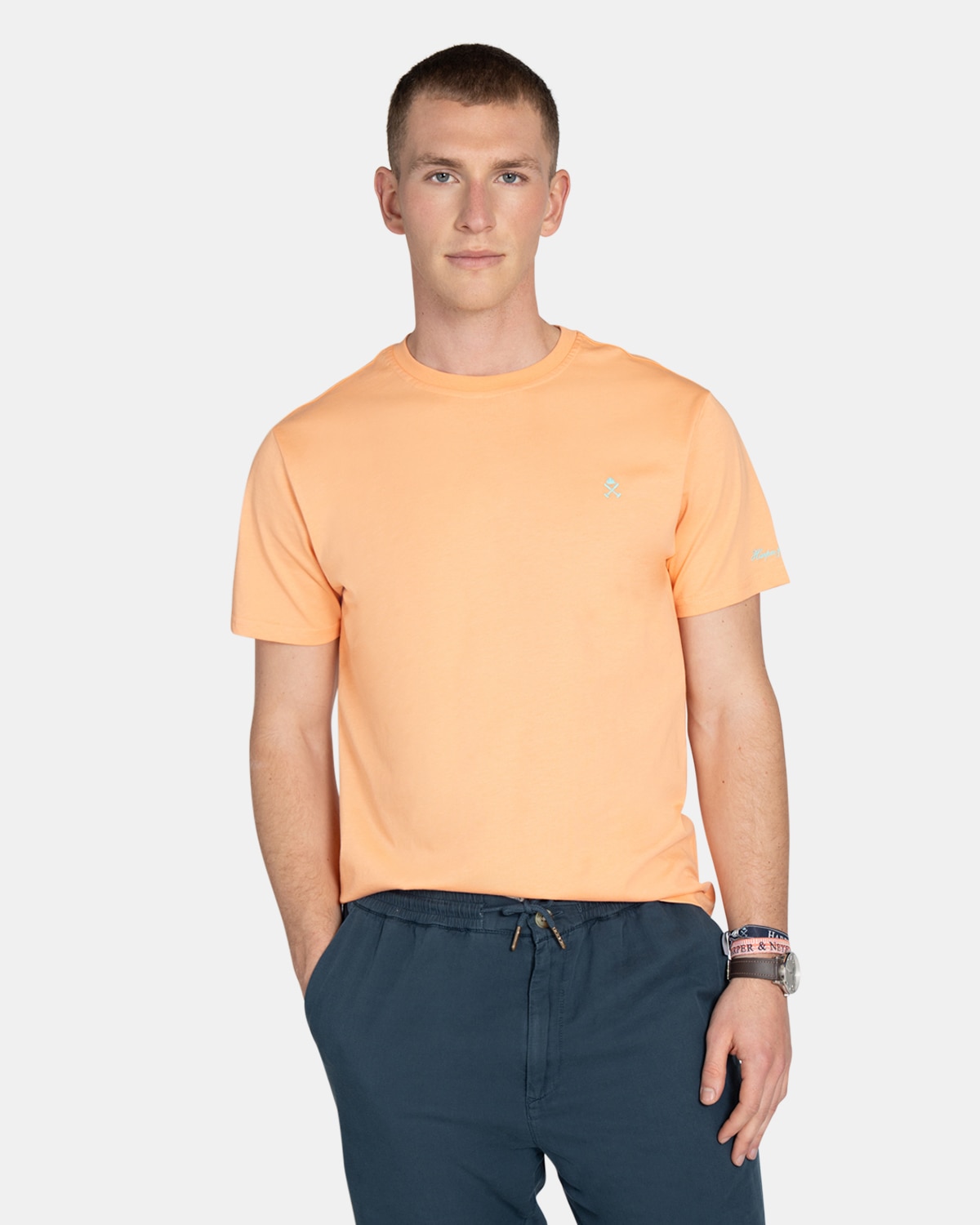 Camiseta de manga corta de hombre lisa - Harper & Neyer - Coral Coral-1