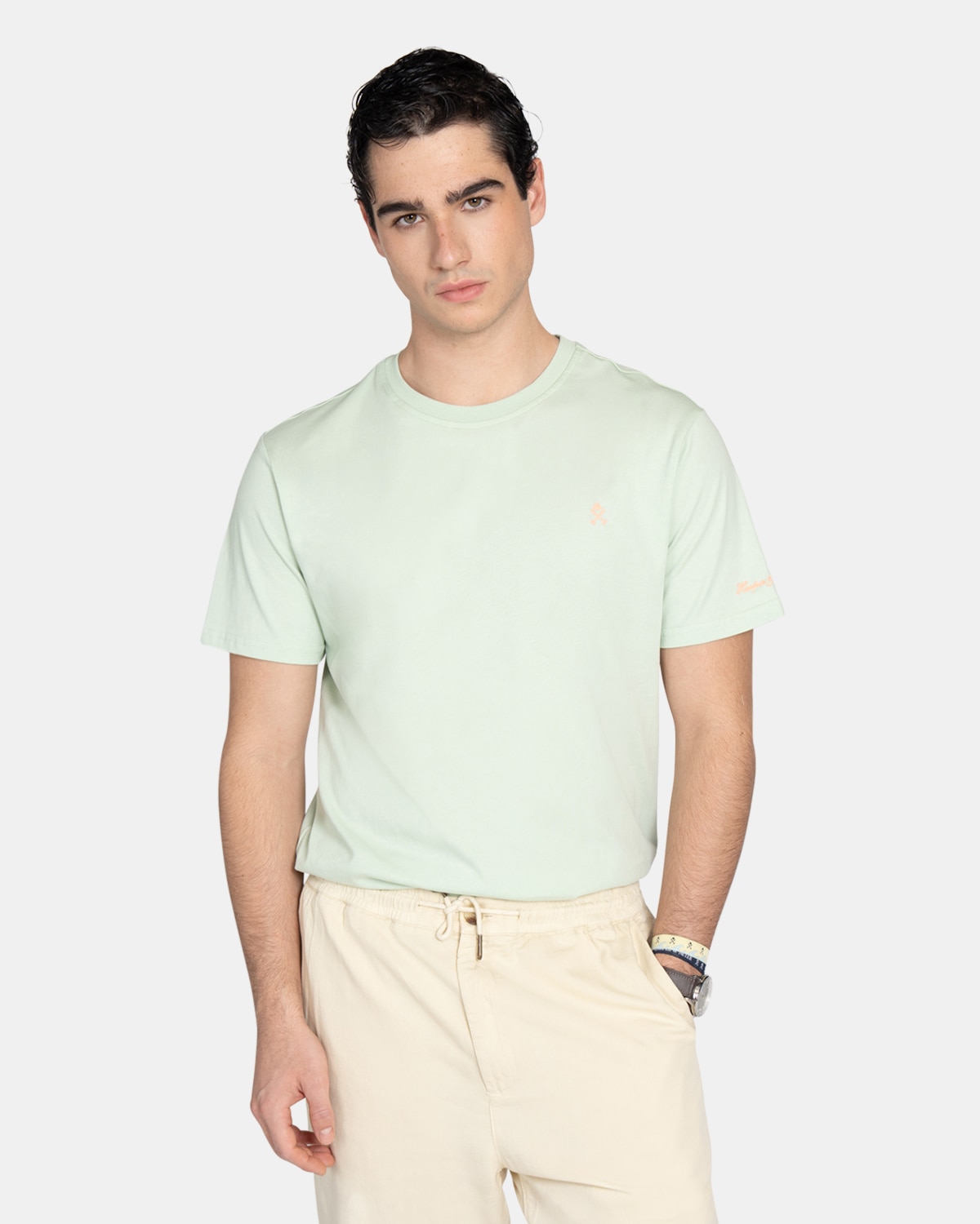 Imagen 0 de Camiseta de manga corta de hombre lisa Verde claro