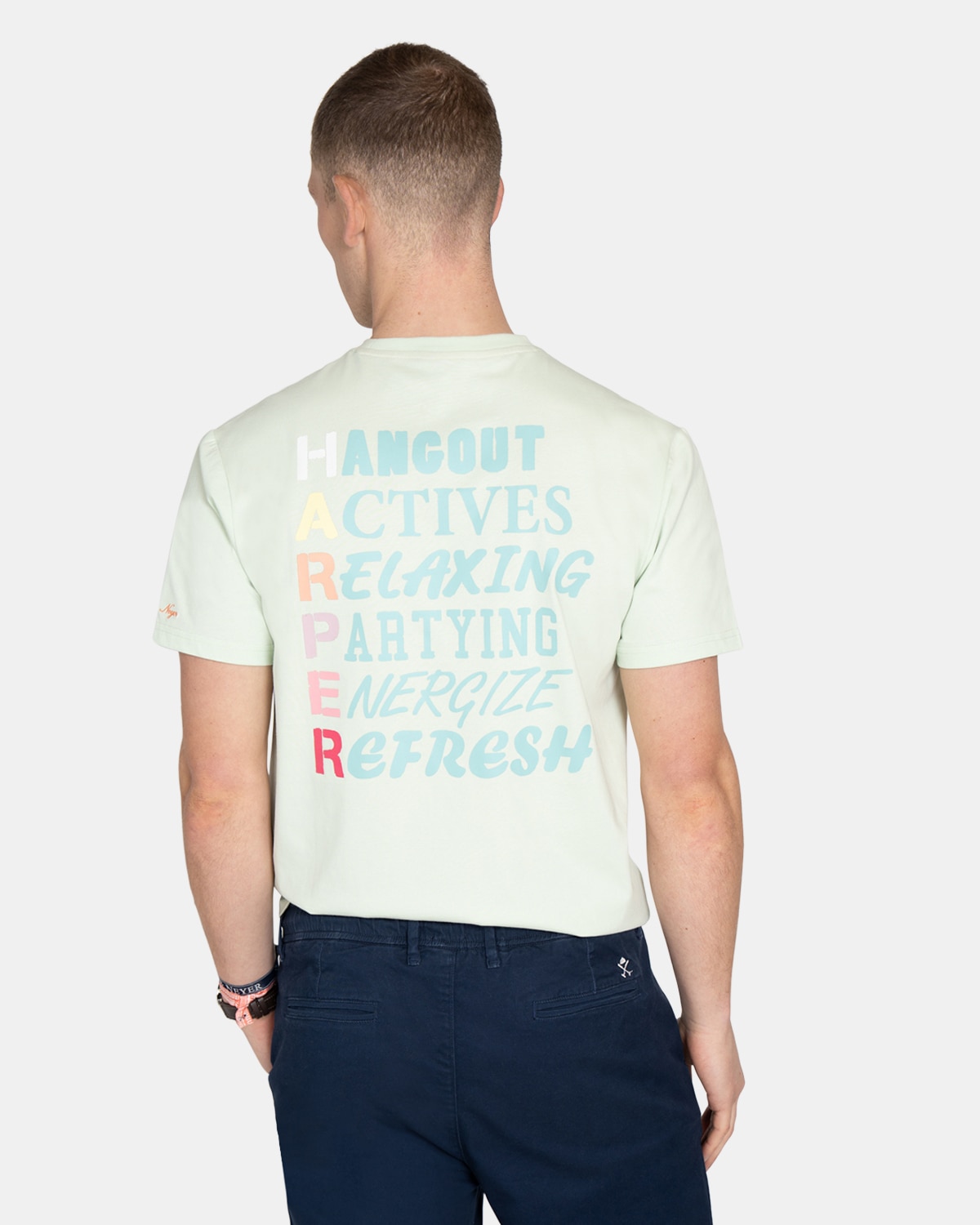 Camiseta de manga corta de hombre con estampado grande - Harper & Neyer - Verde Verde-2