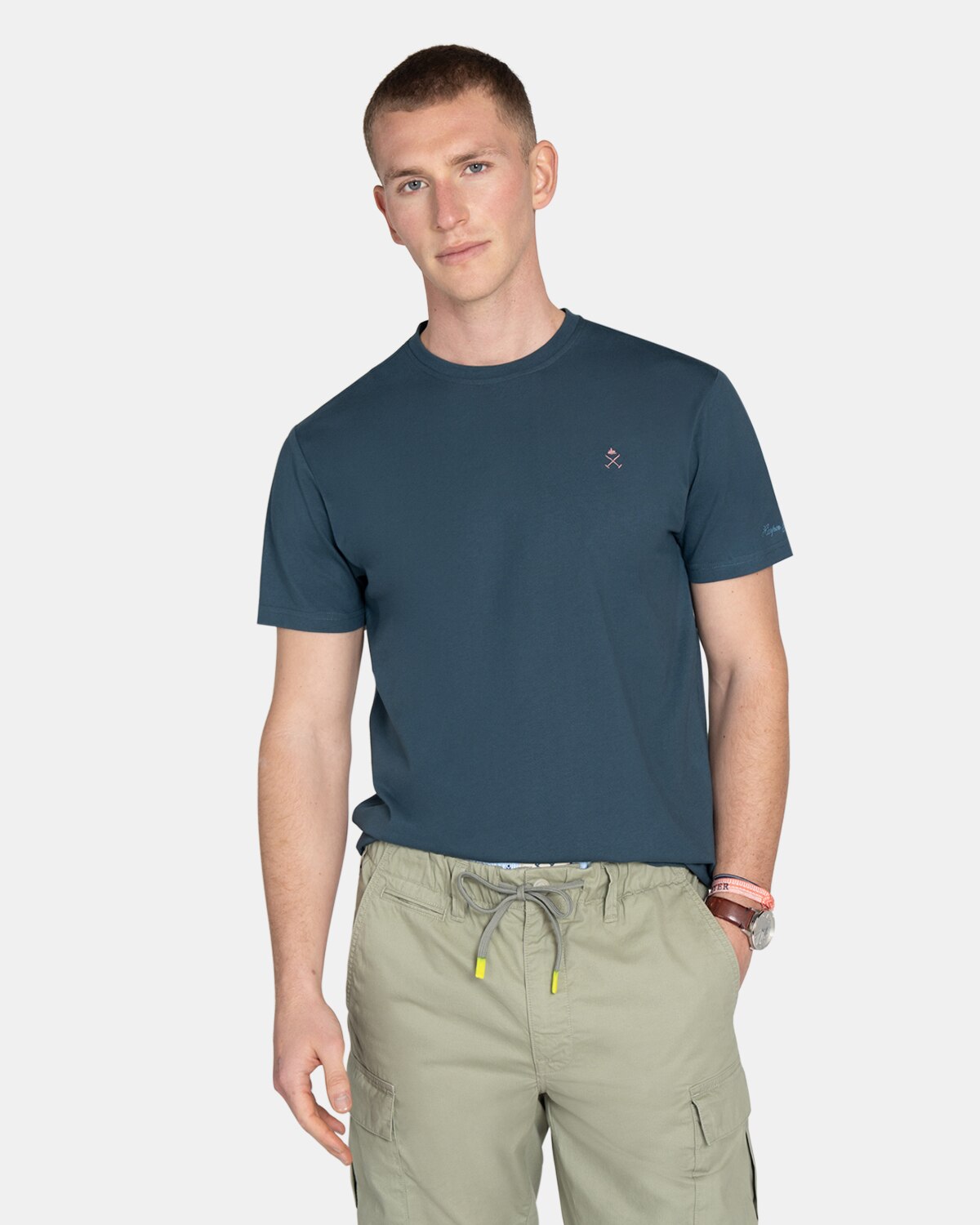 Camiseta de manga corta de hombre con estampado grande - Harper & Neyer - Azul marino Azul marino-1