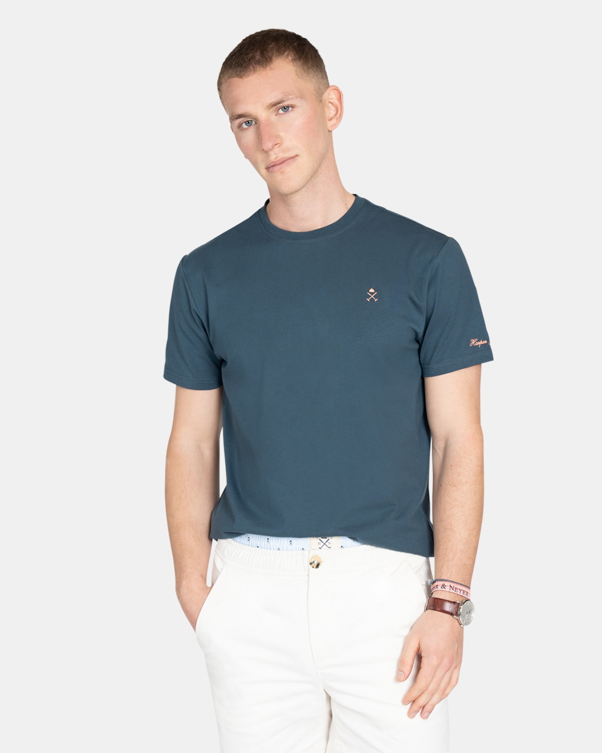 Camiseta de manga corta de hombre con estampado grande - Harper & Neyer - Azul Azul-1