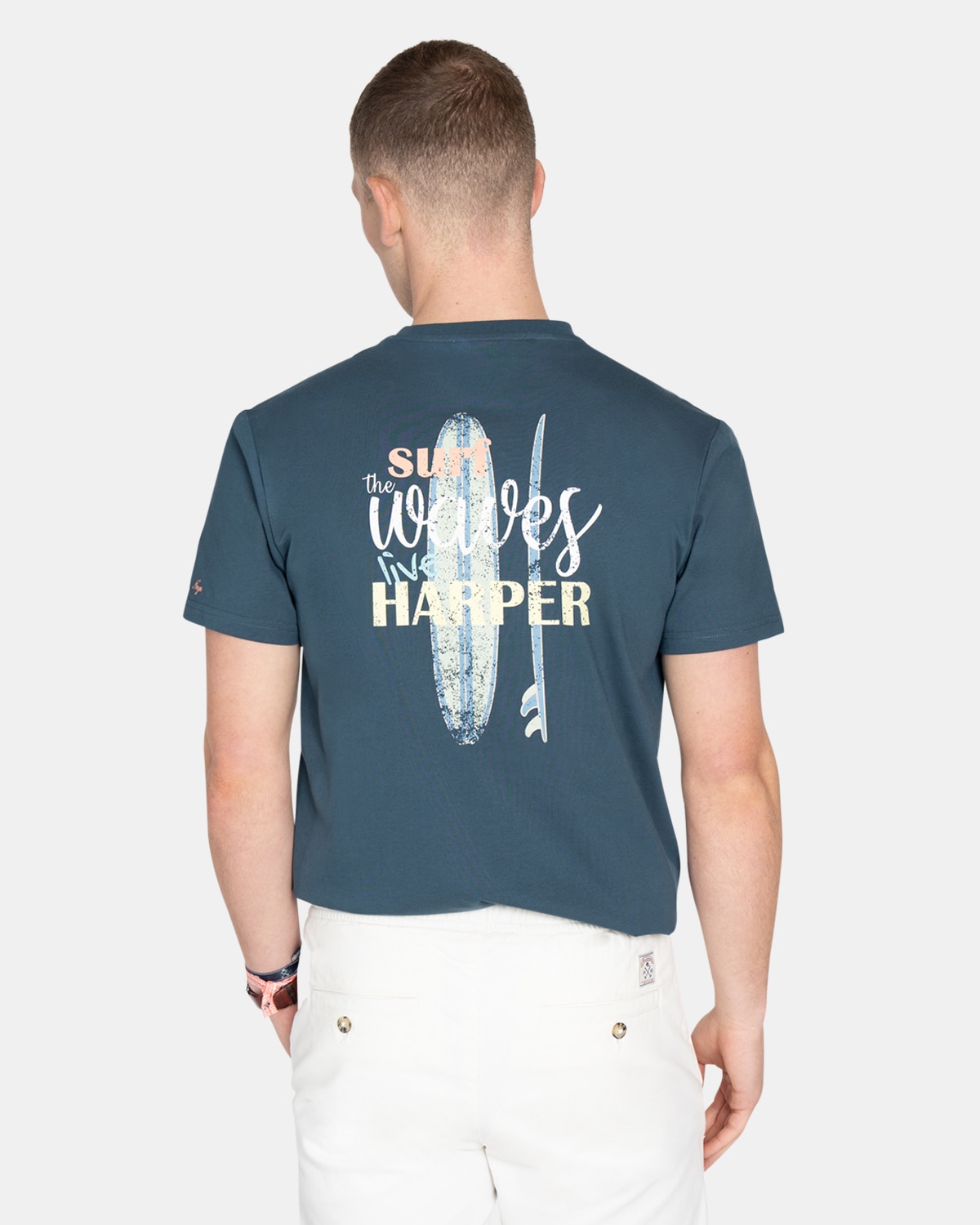 Camiseta de manga corta de hombre con estampado grande - Harper & Neyer - Azul Azul-2