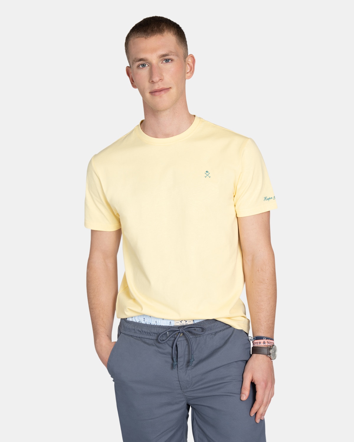 Imagen 0 de Camiseta de manga corta de hombre con estampado grande Amarillo