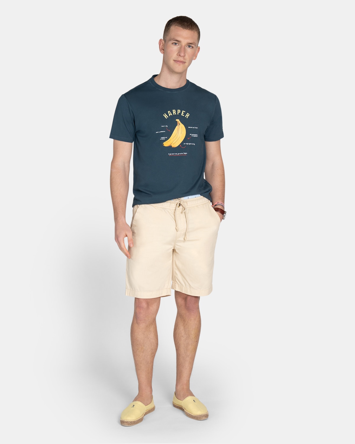 Camiseta de manga corta de hombre con dibujo frontal - Harper & Neyer - Azul Azul-4