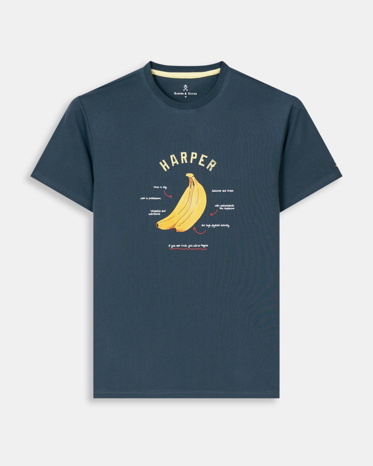 Camiseta de manga corta de hombre con dibujo frontal - Harper & Neyer - Azul Azul-6