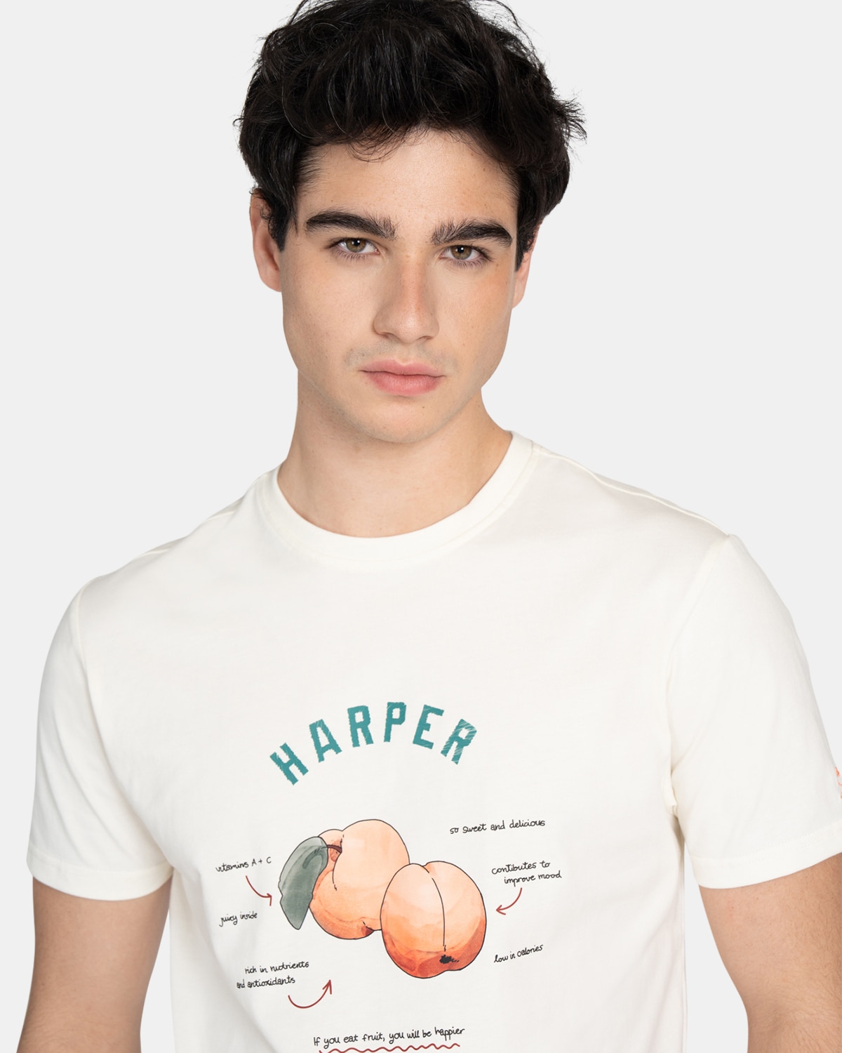 Camiseta de manga corta de hombre con dibujo frontal - Harper & Neyer - Crudo Crudo-3