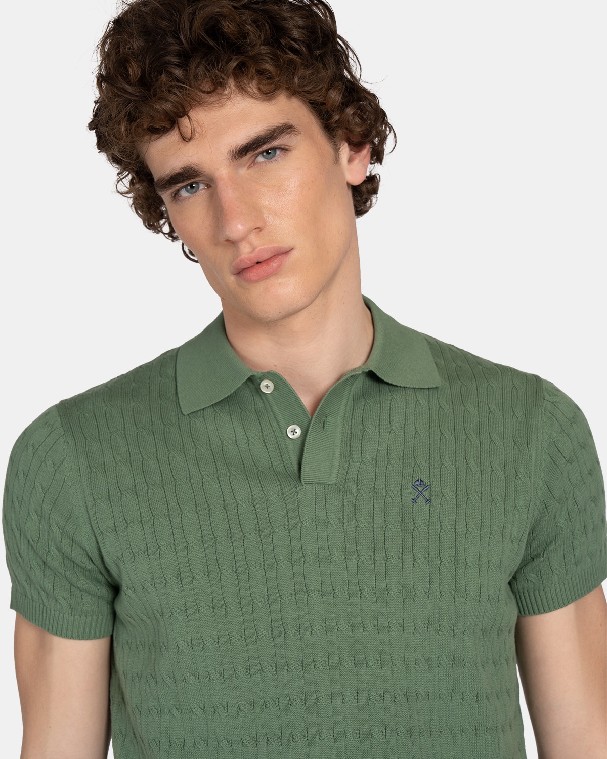 Polo de manga corta de hombre de algodón - Harper & Neyer - Verde Verde-3