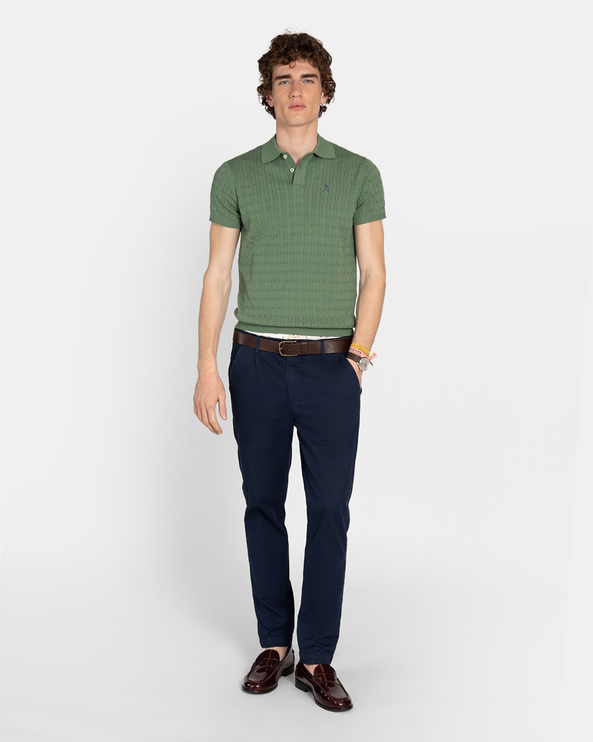 Polo de manga corta de hombre de algodón - Harper & Neyer - Verde Verde-4