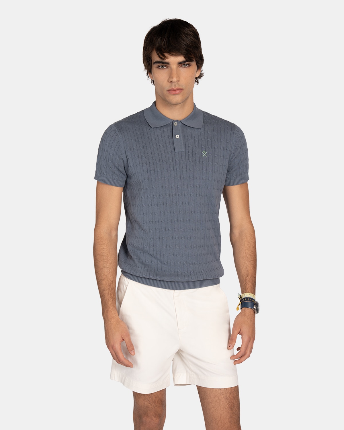 Polo de manga corta de hombre de algodón - Harper & Neyer - Azul oscuro Azul oscuro-1