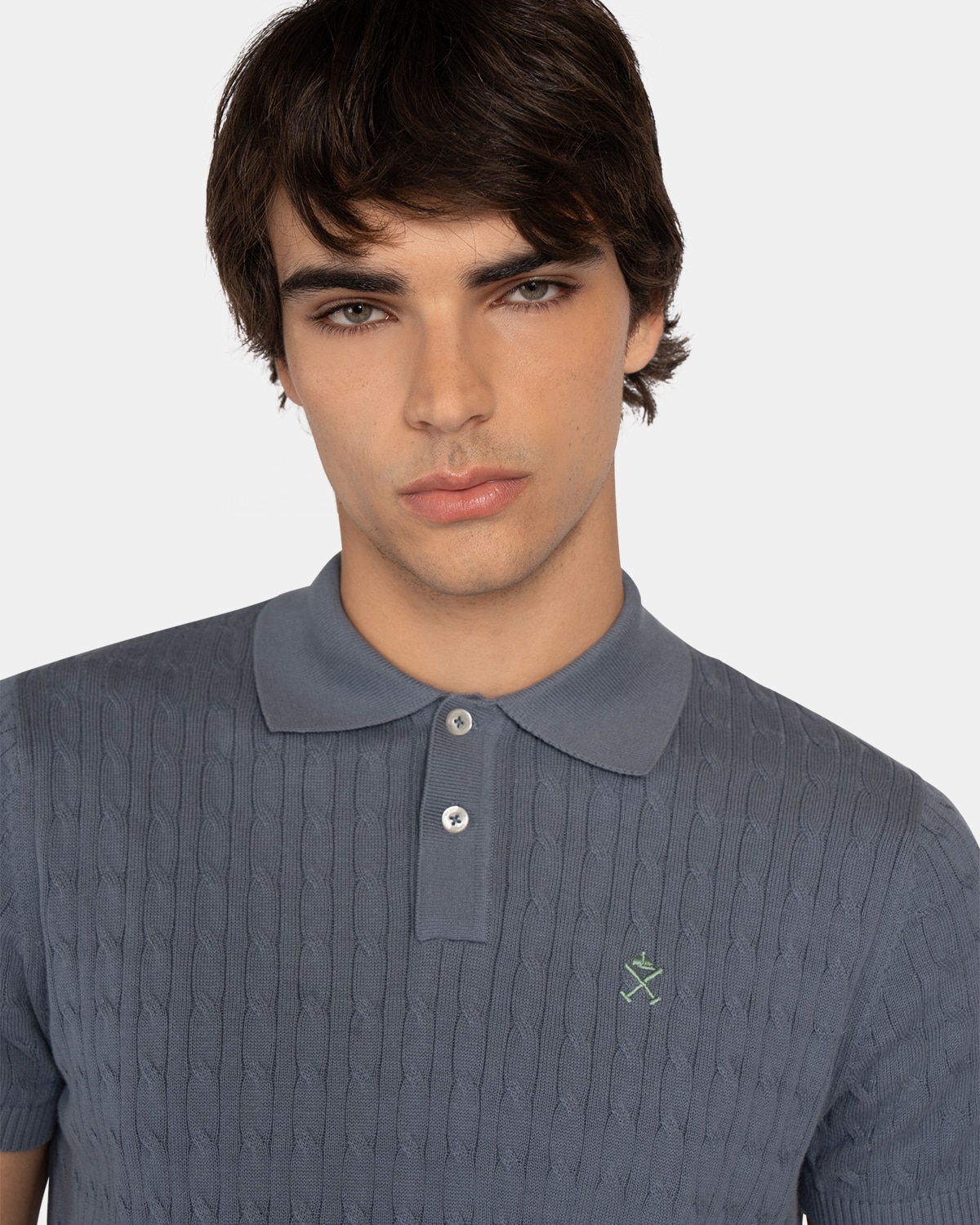 Polo de manga corta de hombre de algodón - Harper & Neyer - Azul oscuro Azul oscuro-3