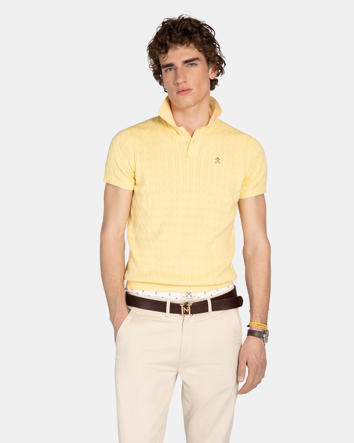 Polo de manga corta de hombre de algodón - Harper & Neyer - Amarillo Amarillo-1