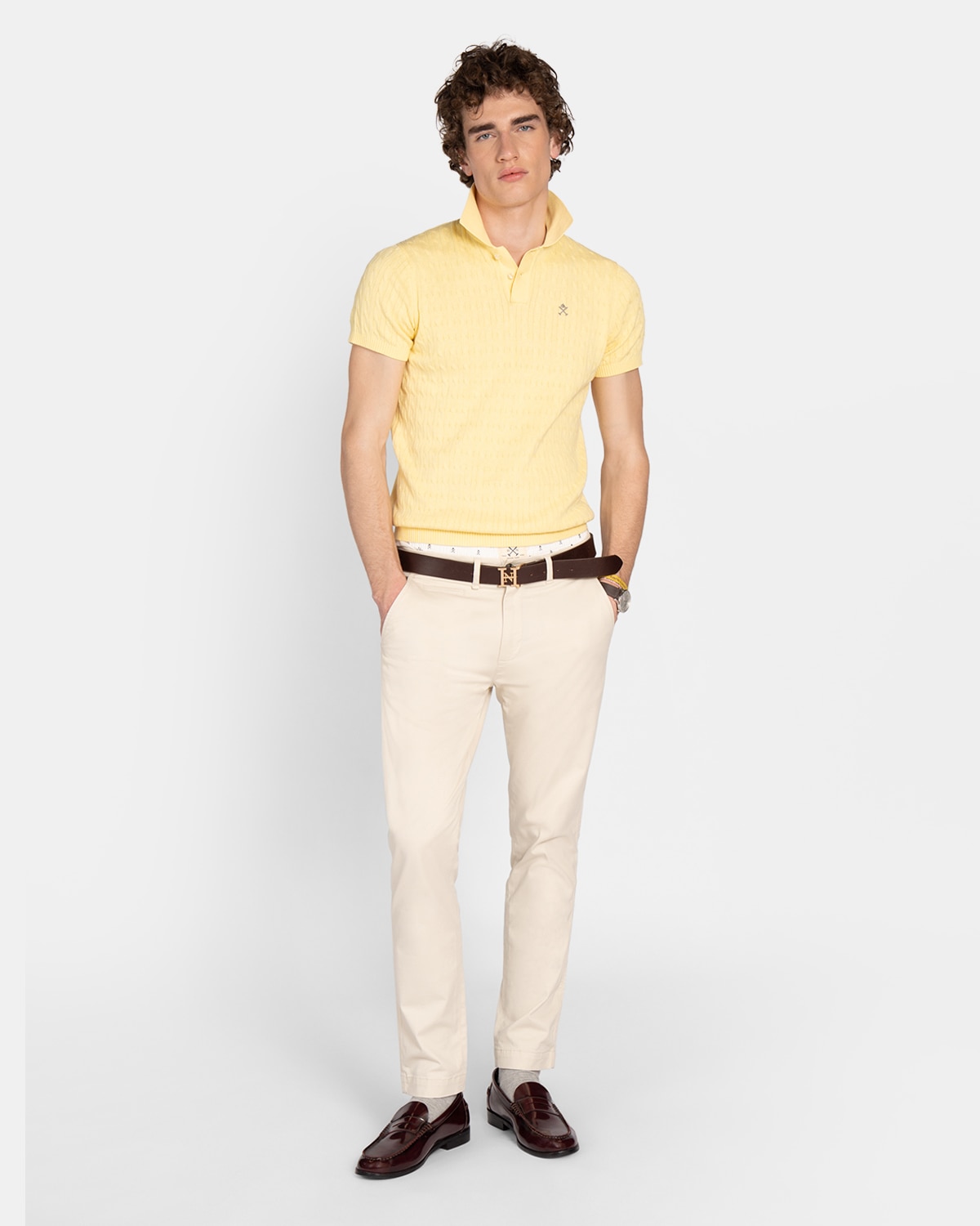 Polo de manga corta de hombre de algodón - Harper & Neyer - Amarillo Amarillo-4